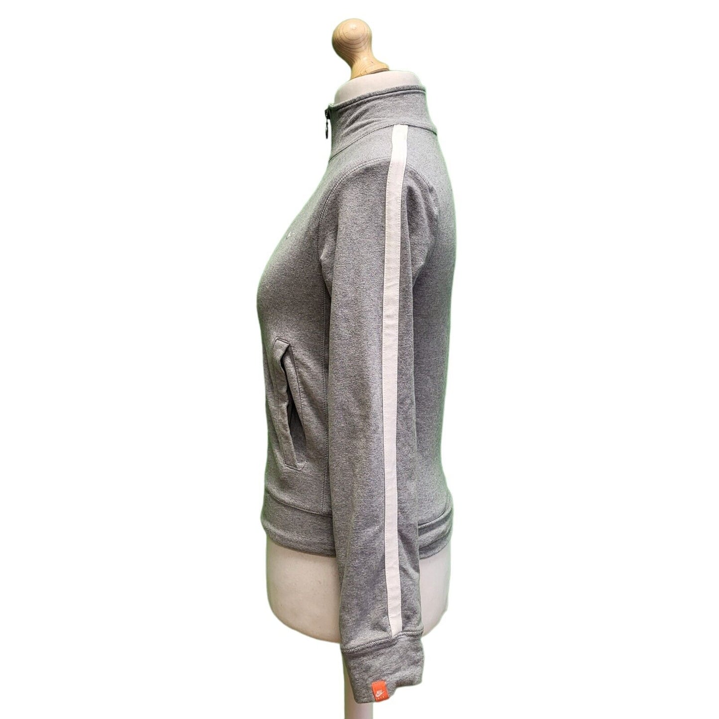 Nike Grey White Zipped Long Sleeve Sweatshirt Tracksuit Top uk Women's L 12 H751