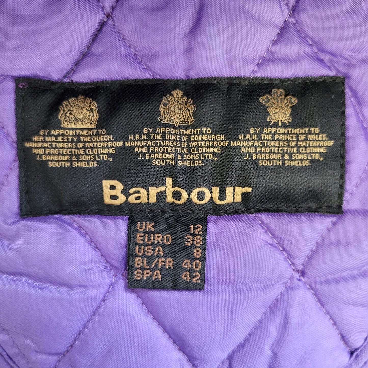 Barbour Liddesdale Purple Snap Fasten Quilted Jacket Uk Women's 12 Eu 40 G18