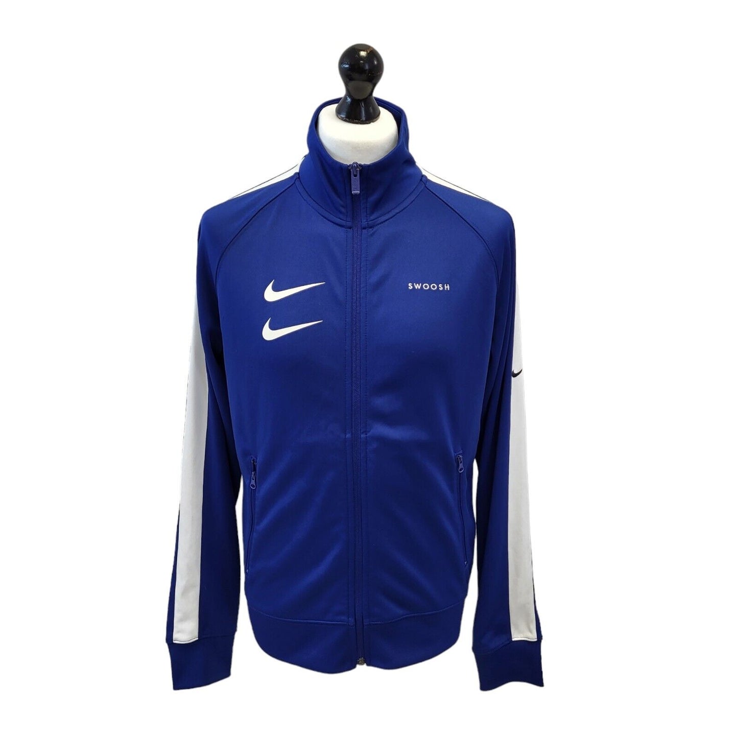 Nike Blue White Zipped Sports Tracksuit Top Uk Men's Small G457