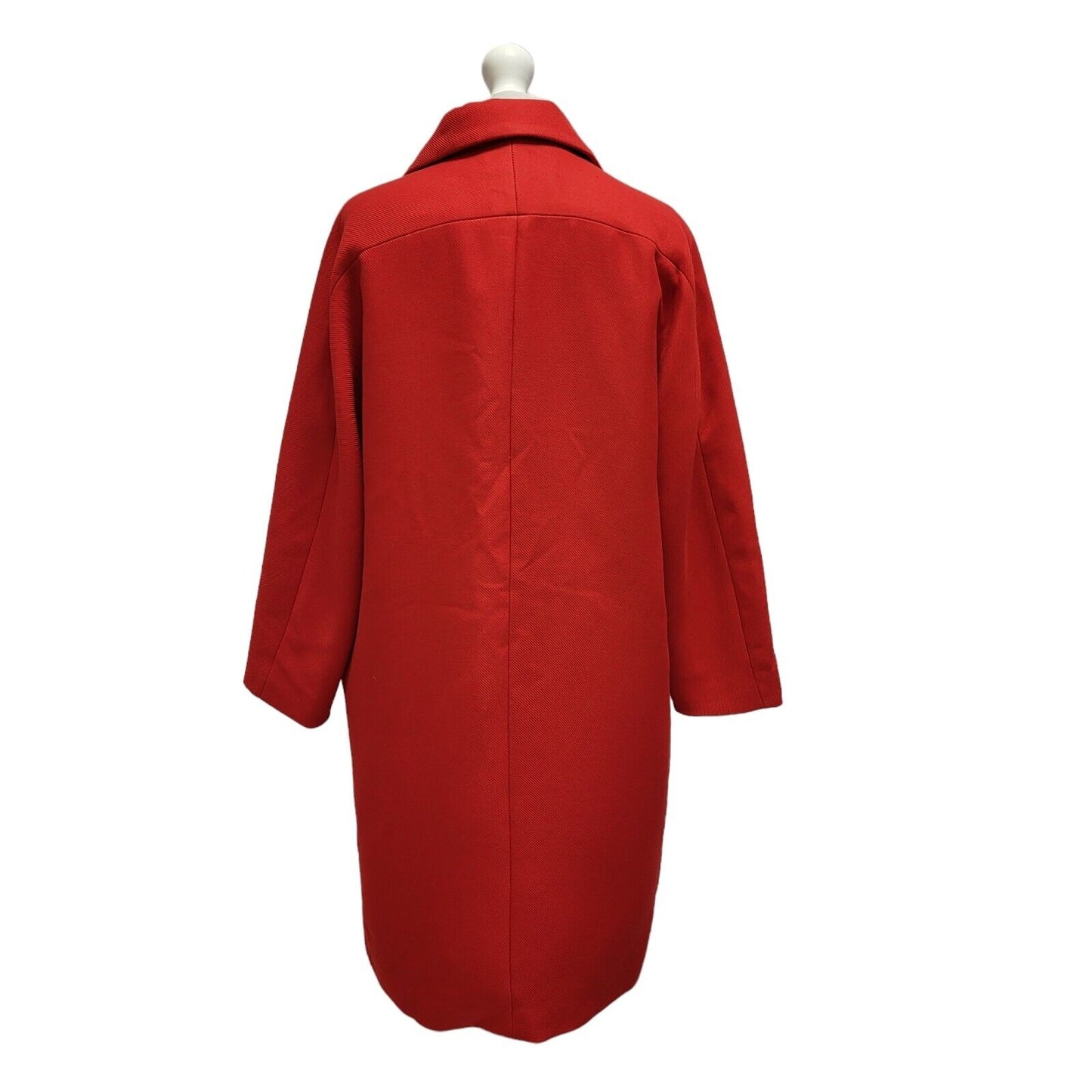 Zara Red Button Viscose Overcoat Coat UK Women's M Bnwt BB315