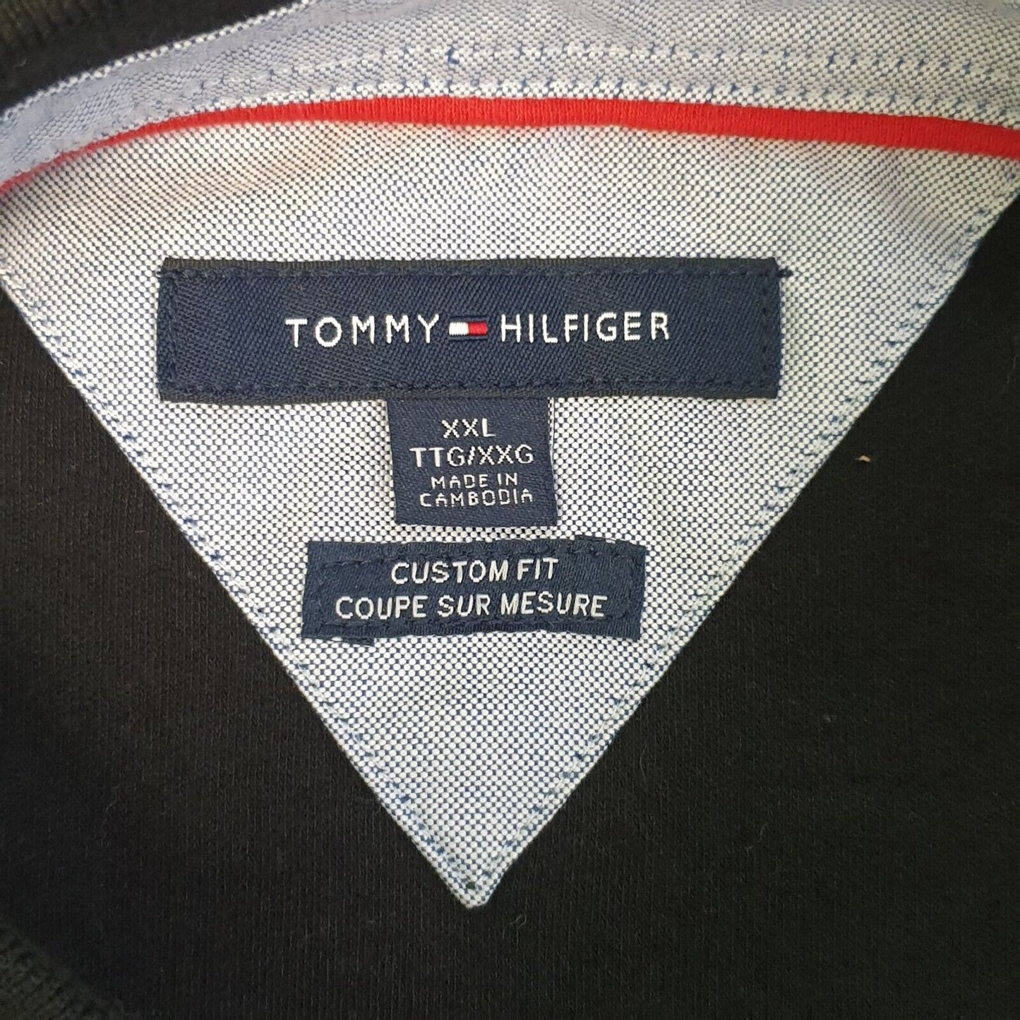 Tommy Hilfiger Black Custom Fit Black Stretch polo T-Shirt Men's UK 2XL H368