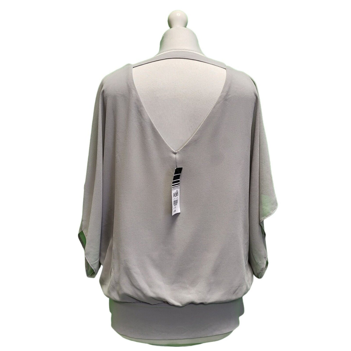 Wallis Light Grey Relaxed V-neck Batwing Blouse Top UK Women's XL 14 BNWT H759