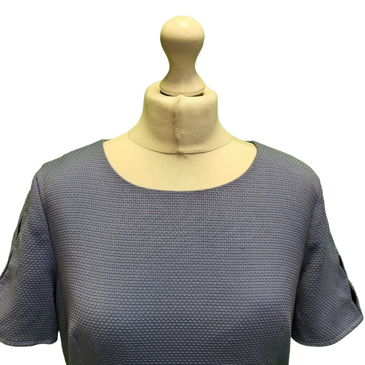 Oasis Blue Short Sleeve Mesh Pattern Summer Dress Uk Women's XL 14 BNWT H783