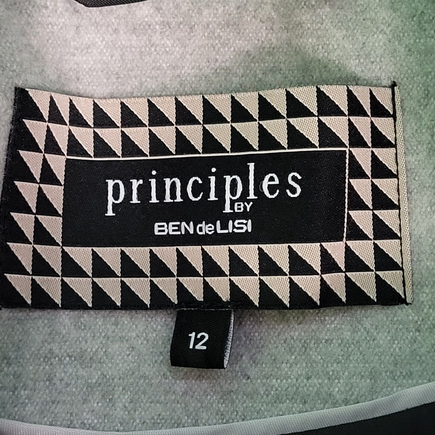 Principles Black Grey Button Collared Coat Women's UK L 12 EU 40 H300