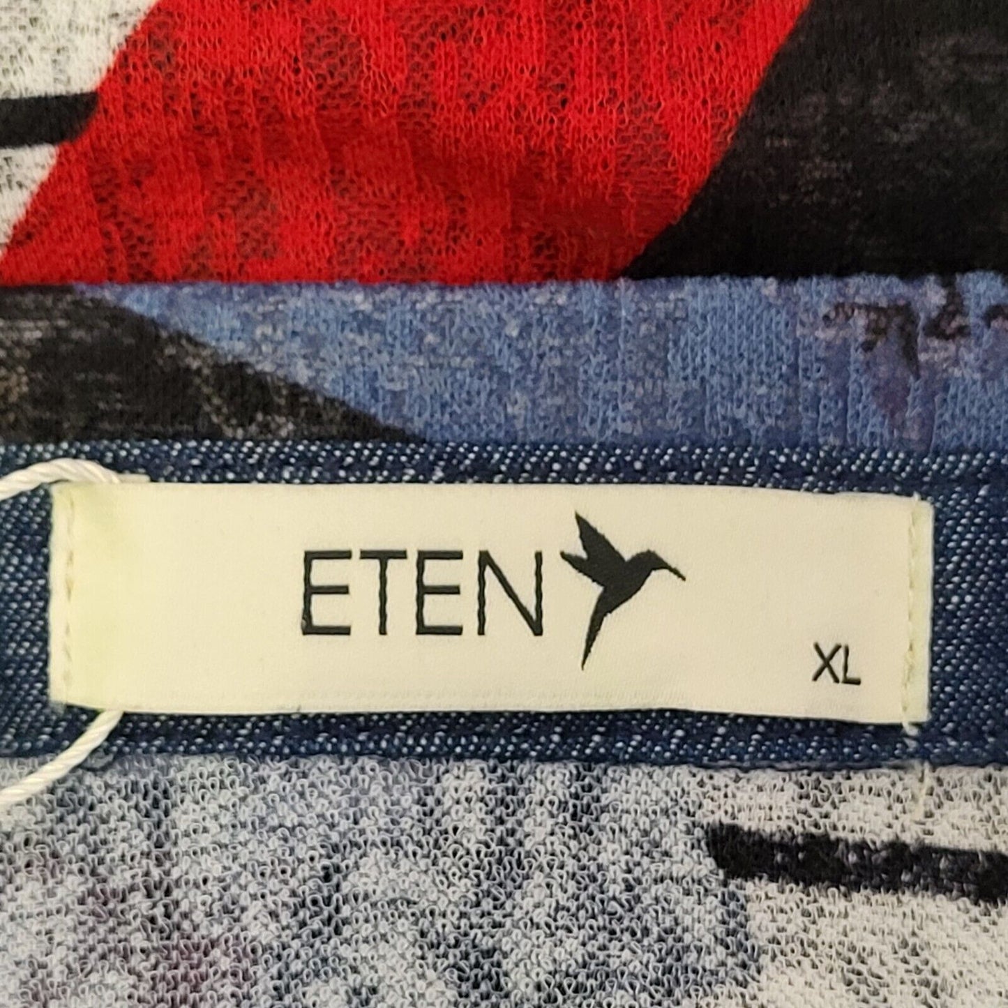Eten Blue Red Button Up L/Sleeve Sheer Blouse Women's Shirt BNWT UK XL H384