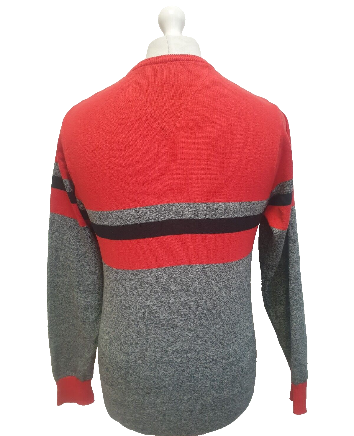 Tommy Hilfiger Red Grey V-Neck Cotton Jumper Men's UK M EU 50 G860