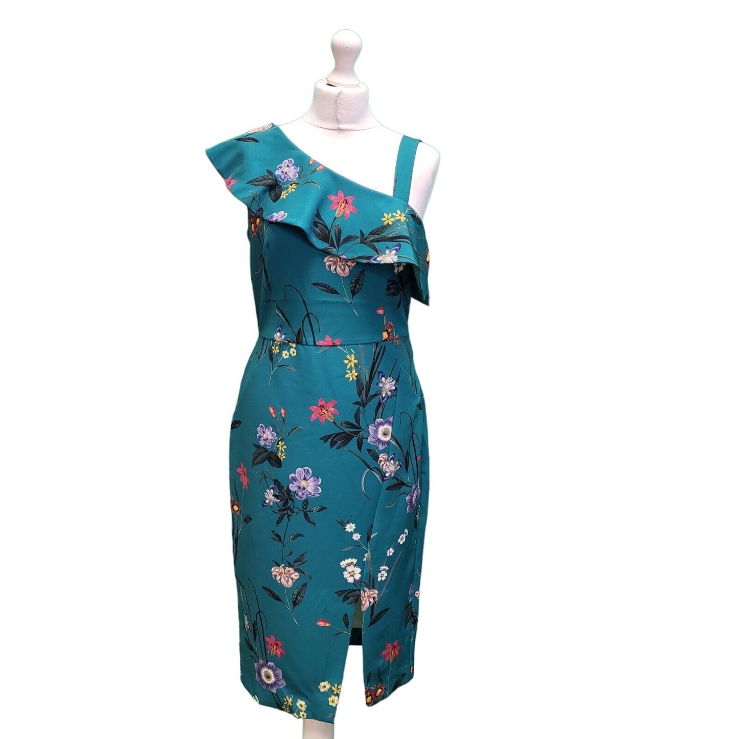Oasis Green Floral Sleeveless Bodycon Pencil Dress Women's BNWT UK 12 G810
