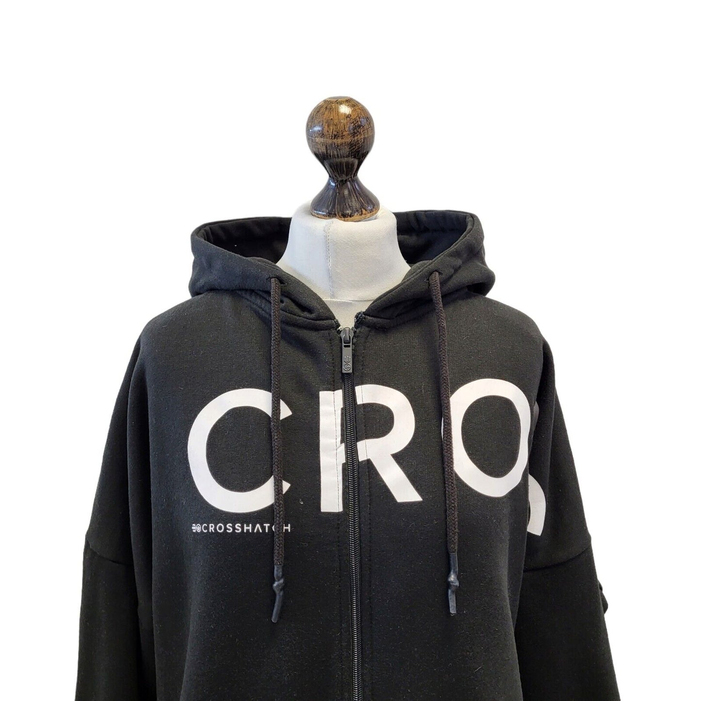 Crosshatch Black Zipped Sweatshirt Hoodie Uk Women's 14 Bnwt G618