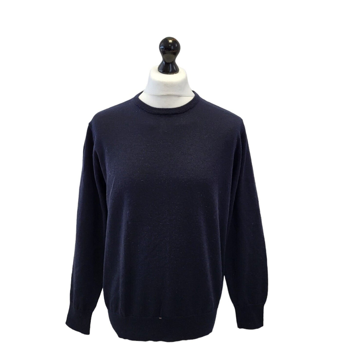 William Hunt Black Crew Neck Wool Jumper Uk Men's 2XL G515
