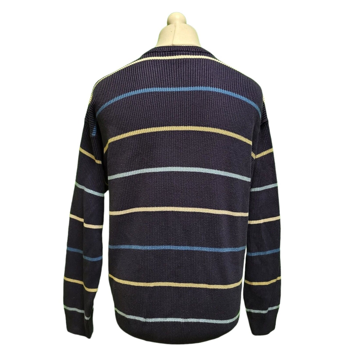 Vintage Lacoste Blue Striped Long Sleeve Jumper Men's uk Medium H682