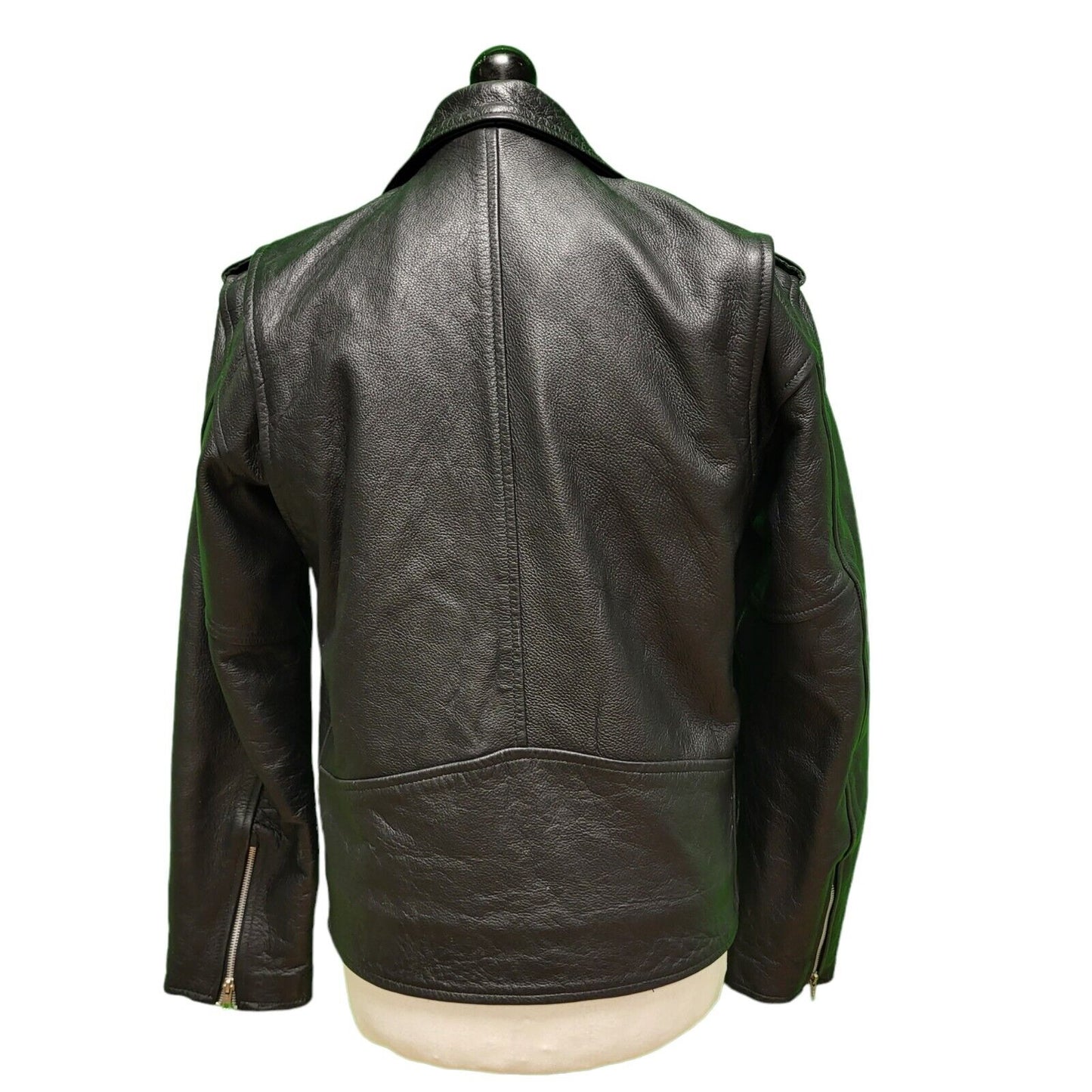 Warrior Soul Black Zipped Thick Leather Jacket Men's Uk S Eu 46 H386