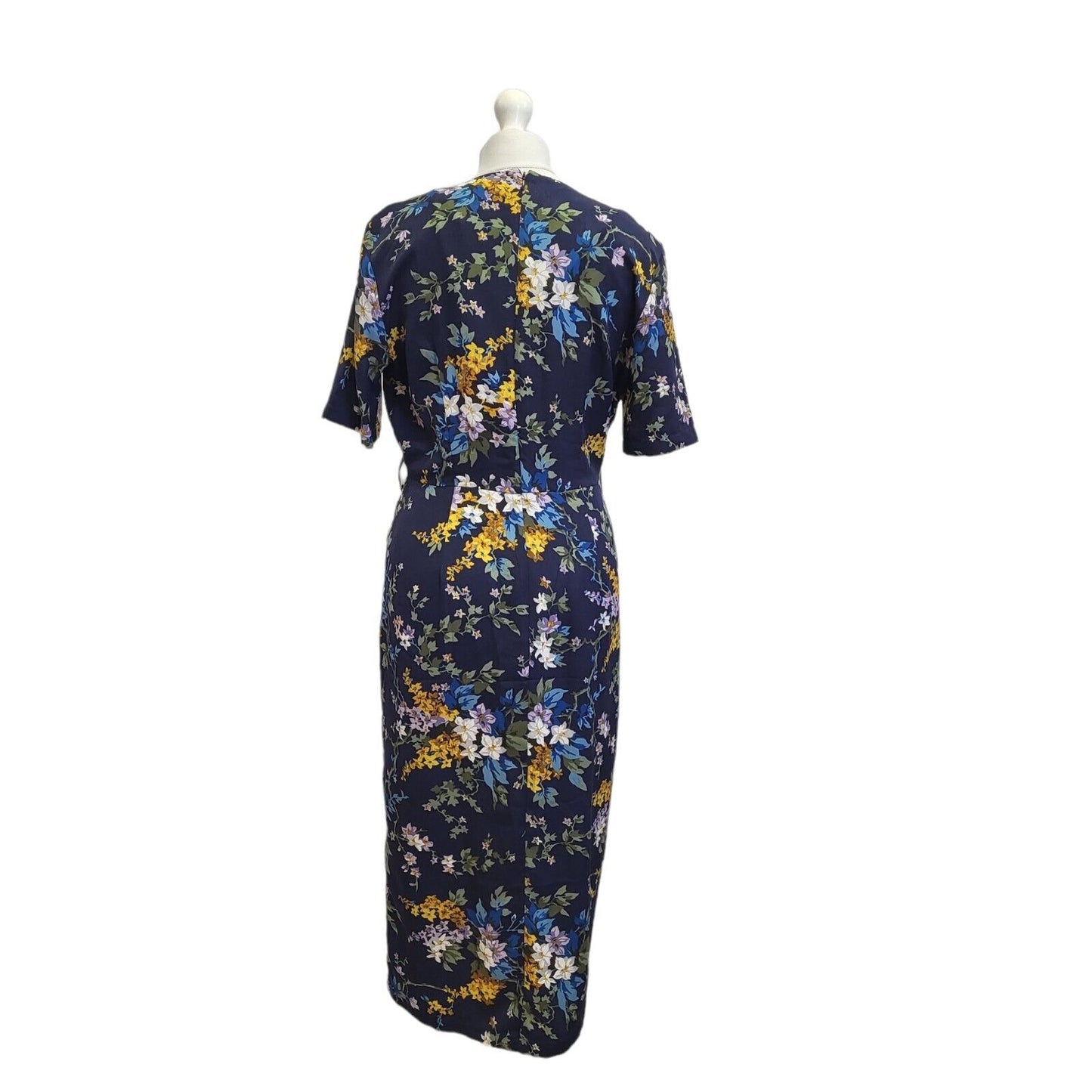 Warehouse Blue Trailing Floral Summer Midi Dress Uk Women's 12 Eu 40 Bnwt G108
