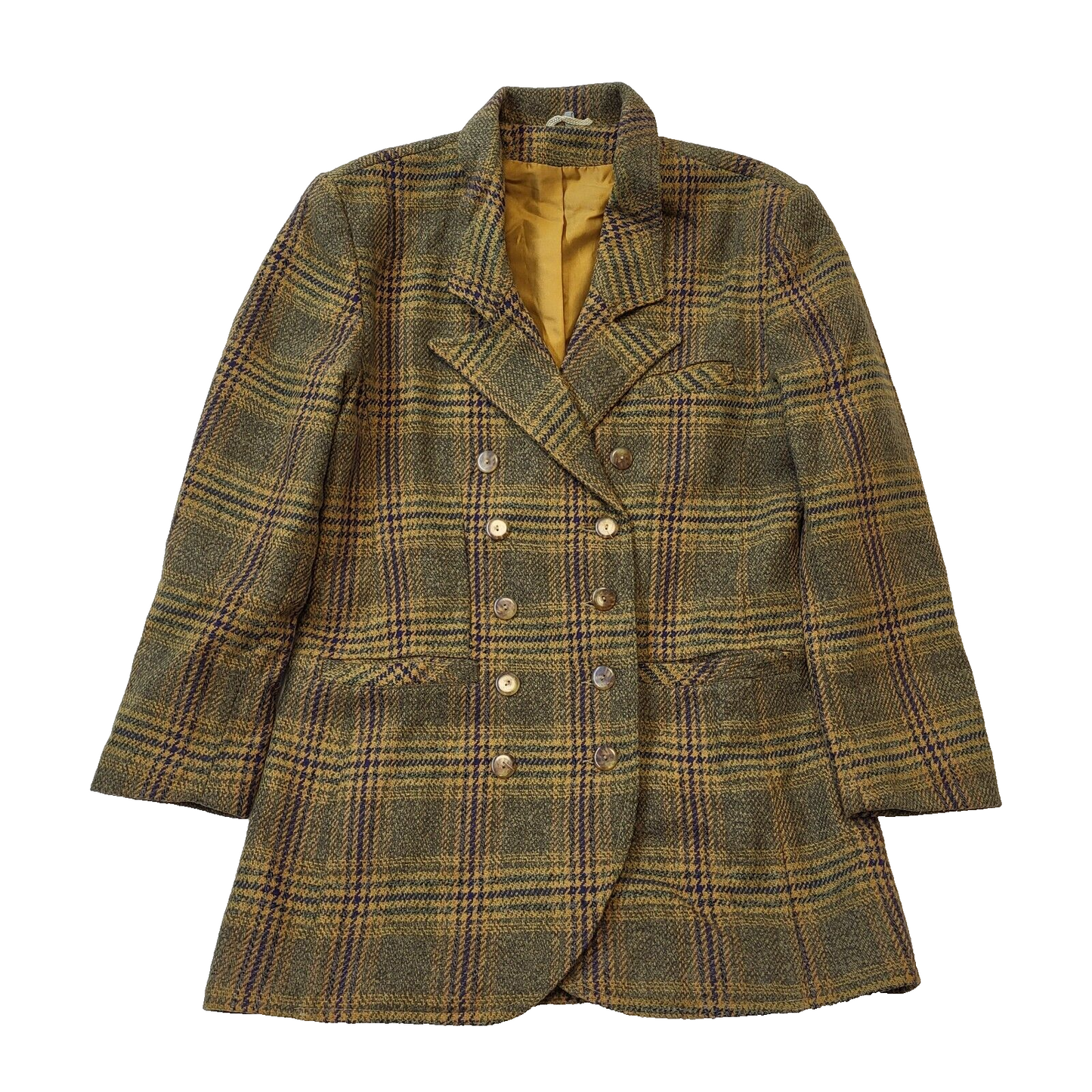 Vintage Brown Check Button Collared Jacket Women's UK S 8 EU 36 H79
