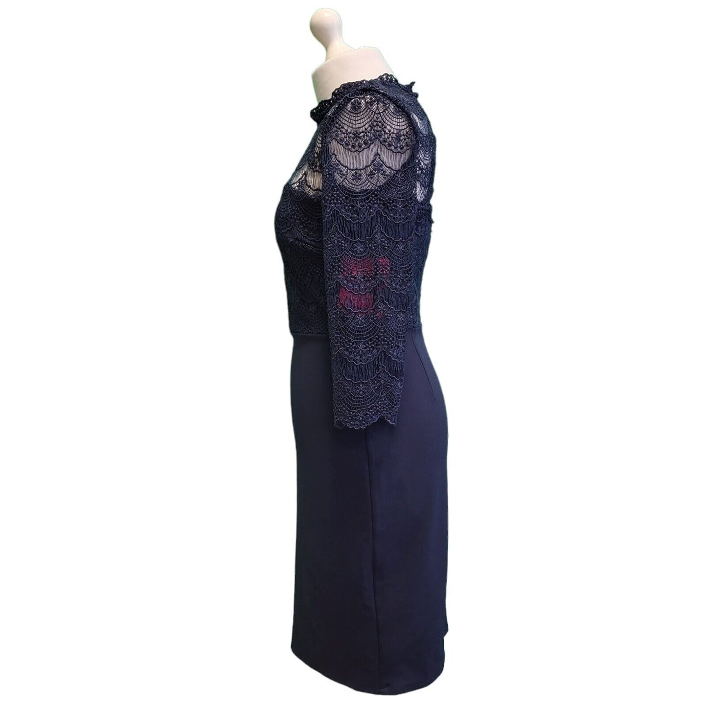 Paper Dolls Blue Lace Half Sleeve Evening Pencil Dress Women's BNWT UK 8 G823