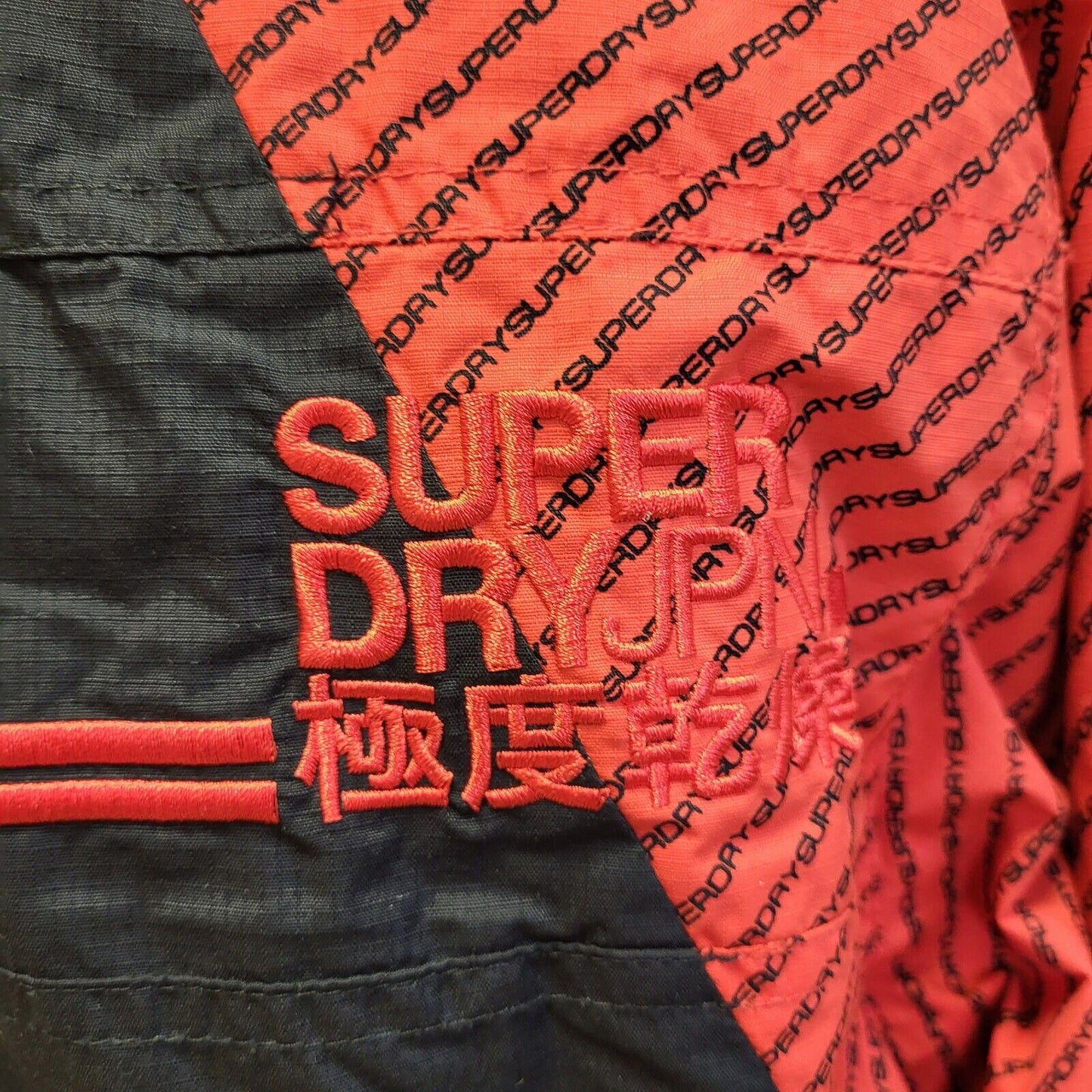 Superdry Wind Cheater Black Red Zipped Hooded Jacket Uk Men's 2XL Eu 60 G39