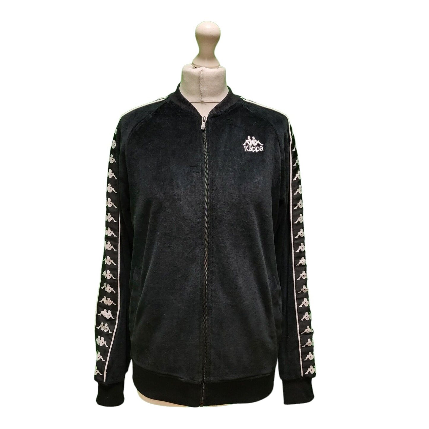 Kappa Black White Trim Sports Tracksuit Track Jacket Women's uk M eu 38 H328