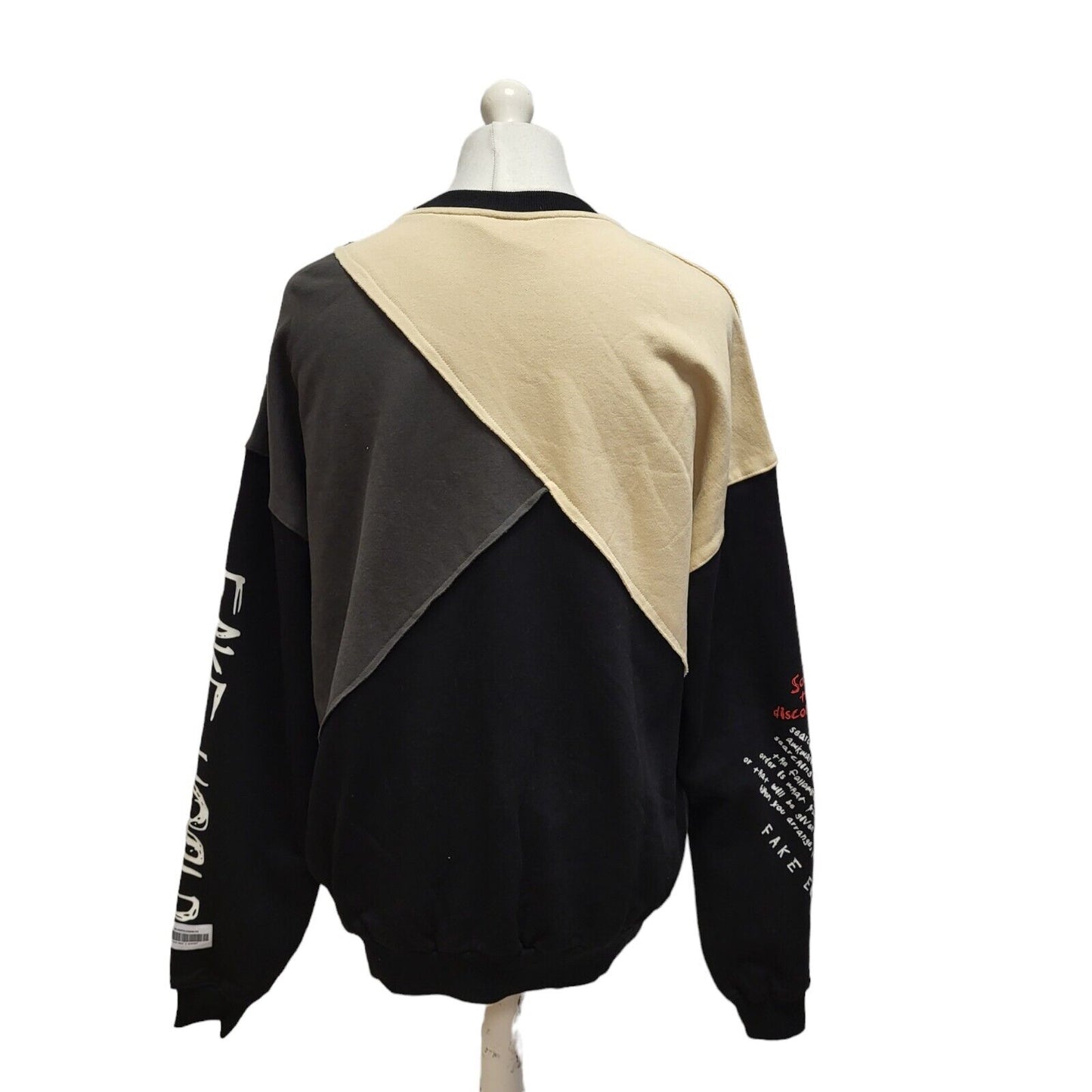 JK Attire Black Beige Crew Neck Casual Sweatshirt Uk Men's Medium BB287