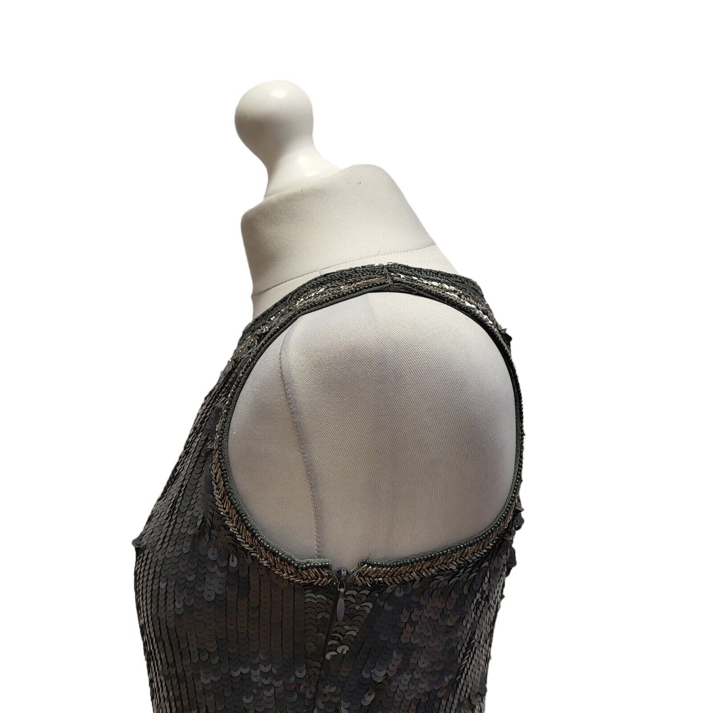 Superdry Silver Sequin Sleeveless Evening Formal Dress UK Women's Small BB333