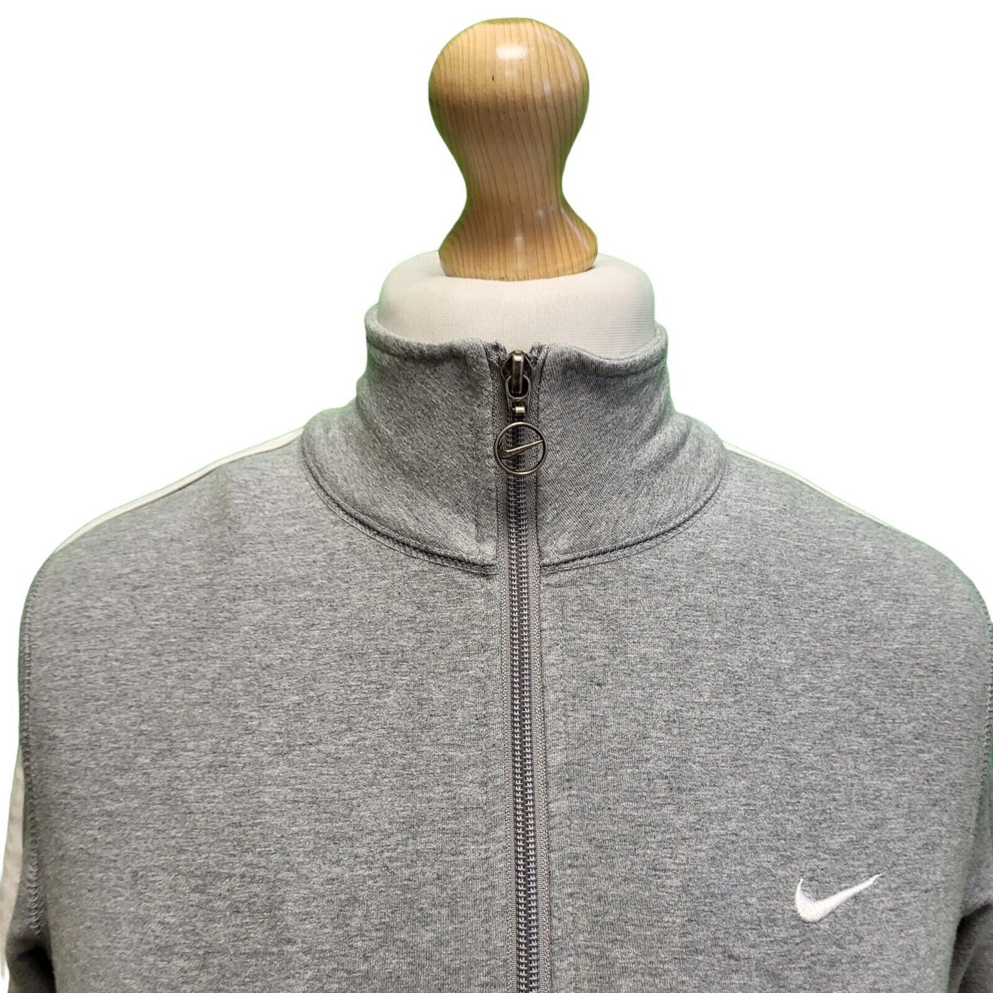 Nike Grey White Zipped Long Sleeve Sweatshirt Tracksuit Top uk Women's L 12 H751