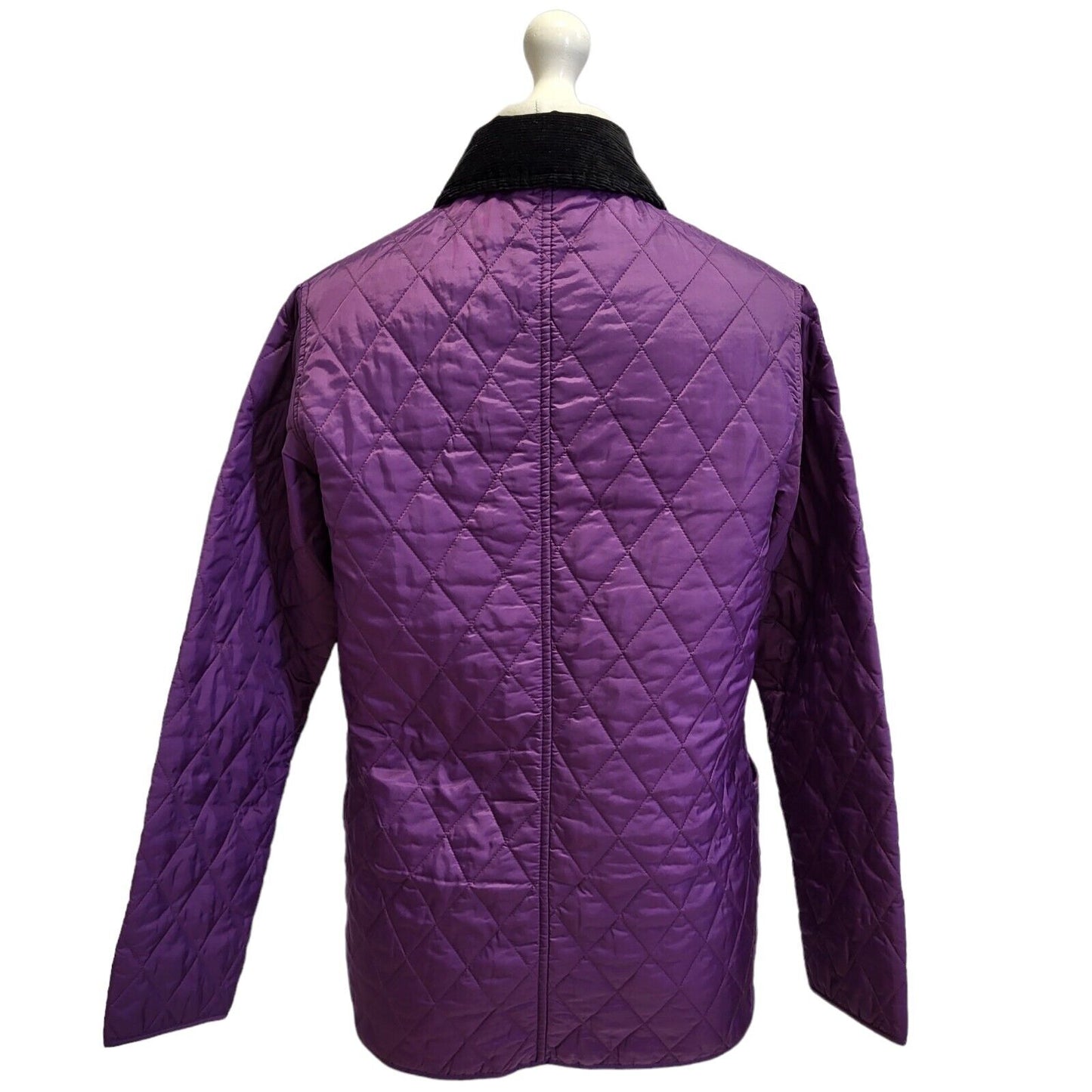 Barbour Liddesdale Purple Snap Fasten Quilted Jacket Uk Women's 12 Eu 40 G18