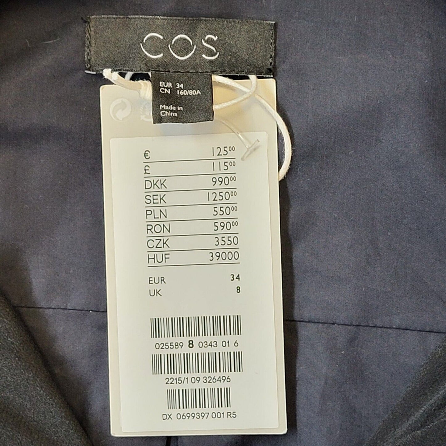 COS Black Long Sleeve Tie Shirt Dress Uk Women's 8 Eu 34 Bnwt G268