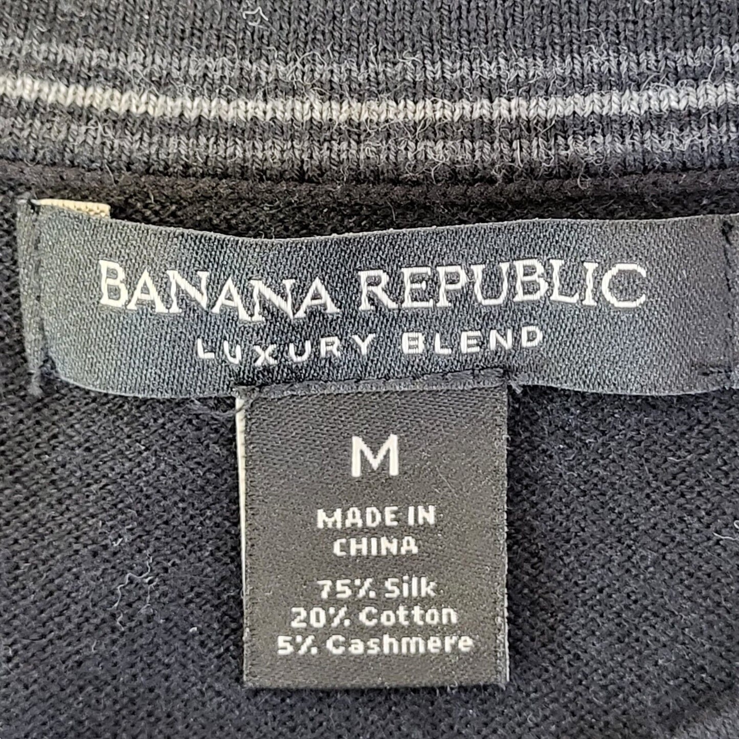 Banana Republic Black V-Neck Silk Blend Jumper Uk Men's Medium G494