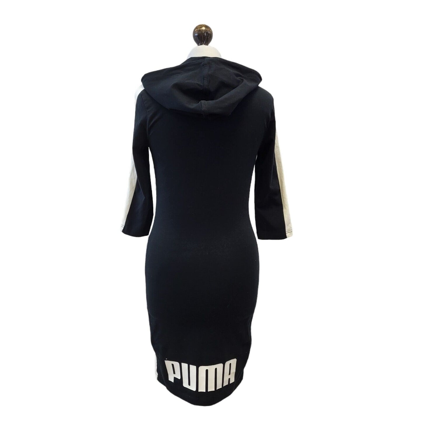 Puma Black White 1/4 Zip Hooded Sports Dress Uk Women's 10 Eu 38 G245