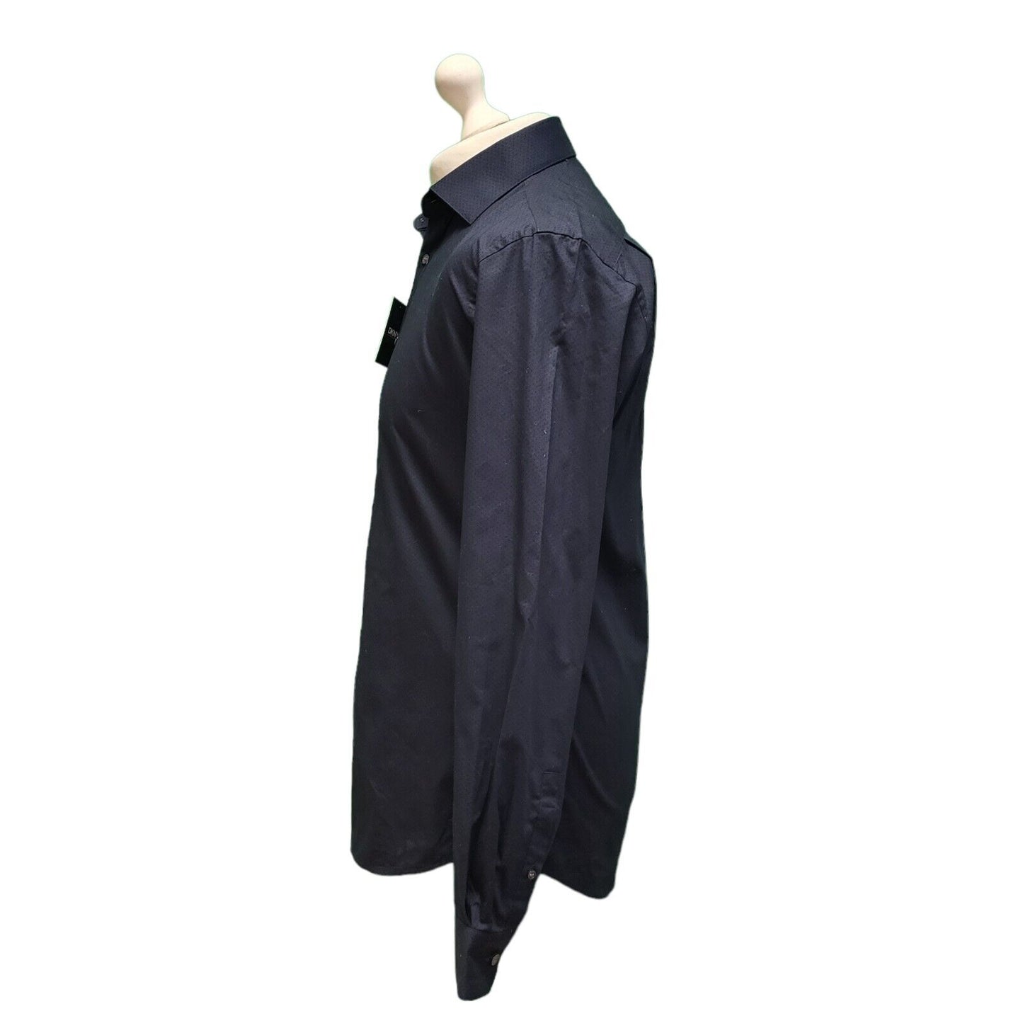 DKNY Navy Blue Diamond Smart Casual L/Sleeve Shirt Men's Uk M BNWT Slim H126