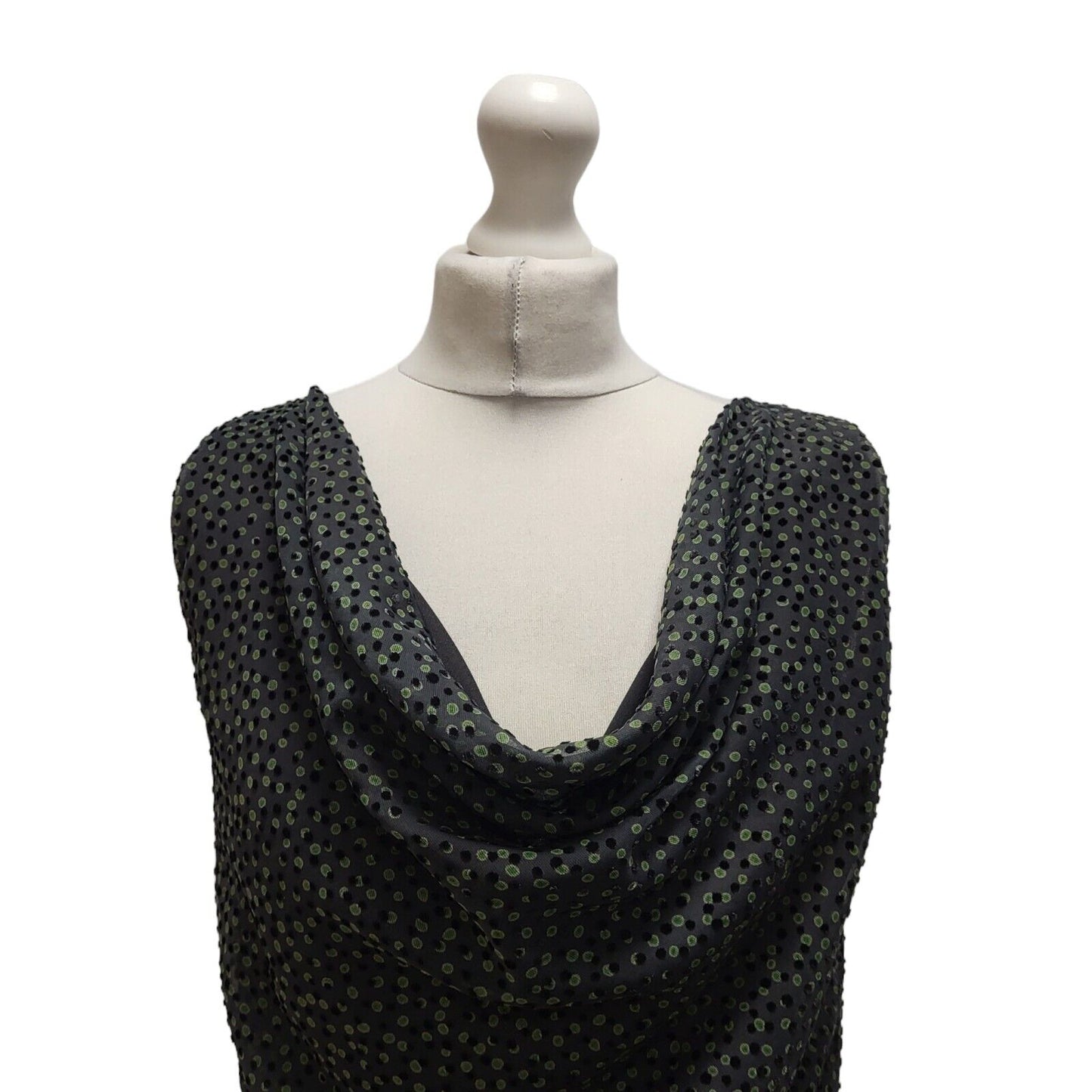 Phase Eight Black Green Dotty Maxi Evening Formal Dress Women's UK 12 BNWT BB402