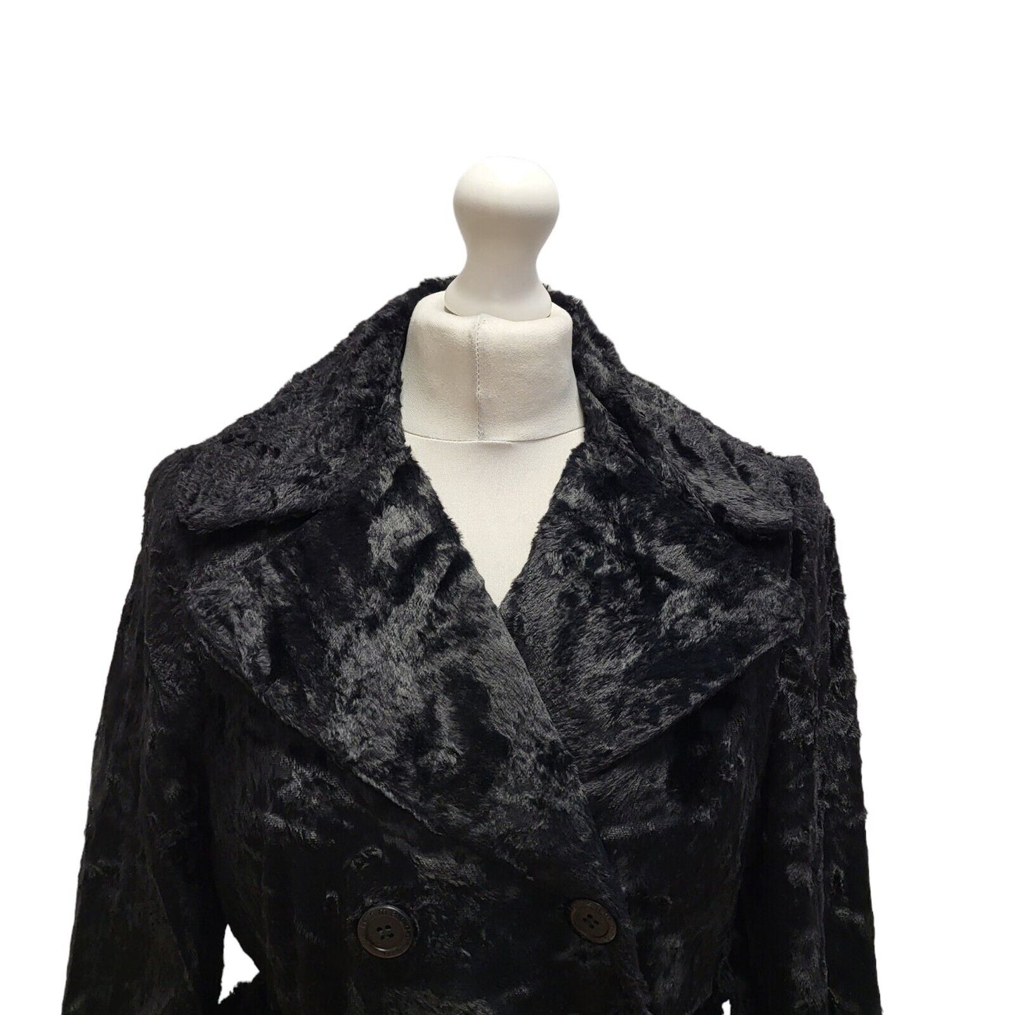 Star Julie Macdonald Black Button Belted Coat UK Women's 14 Bnwt BB320
