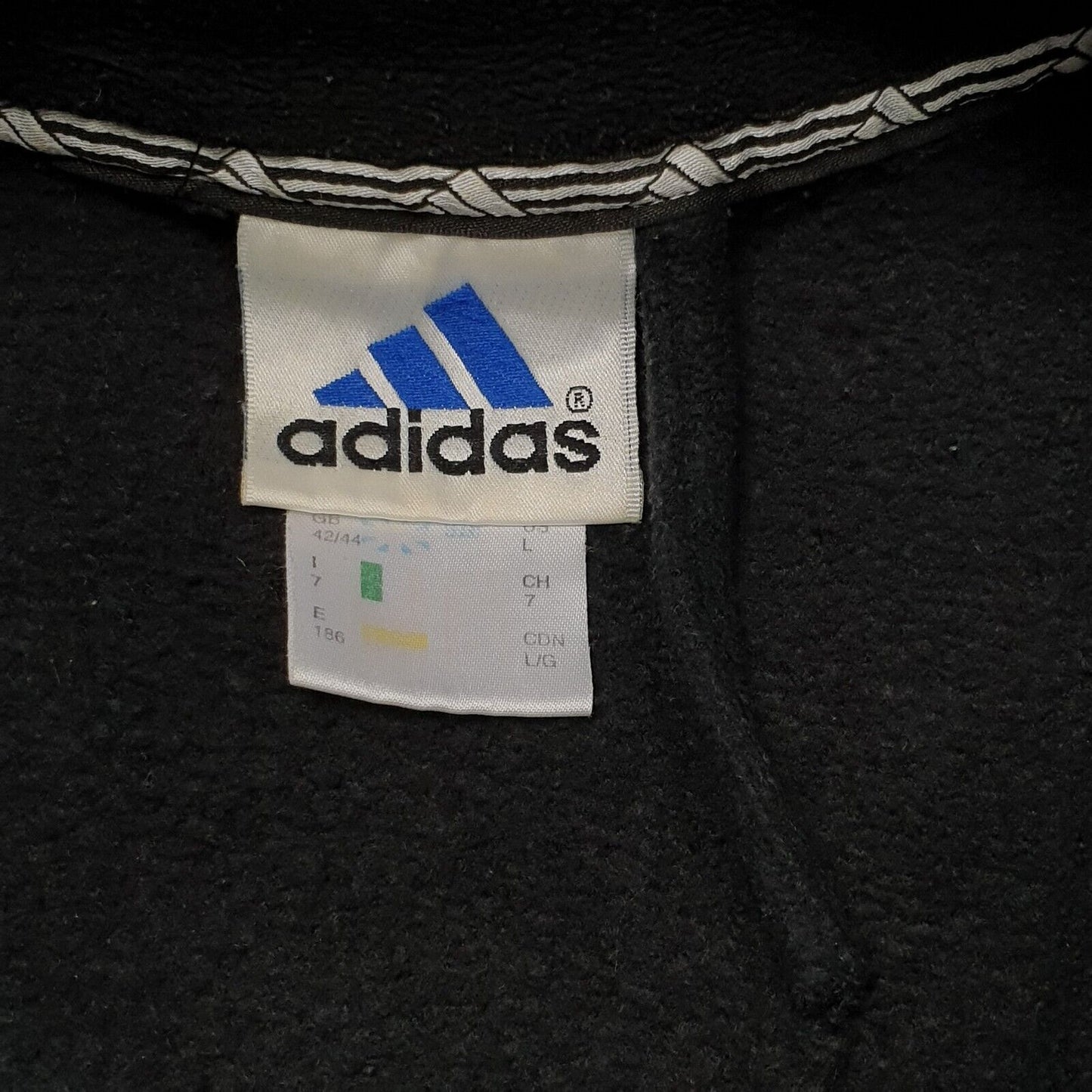 Adidas Black White Trim Zipped Fleece Sports Jacket Men's UK 2xL H921