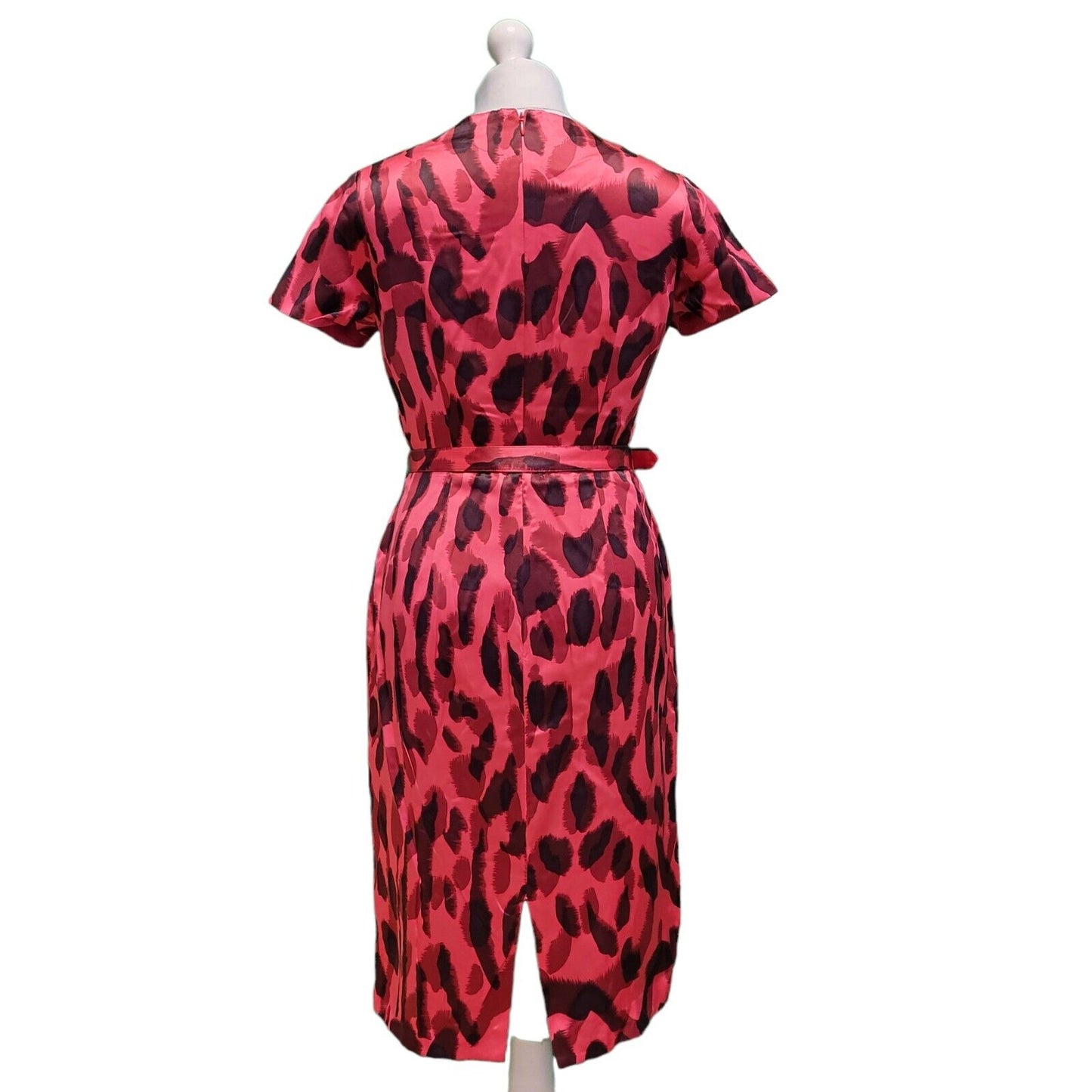 L.K.Bennett Pink Animal Print S/Sleeve Silk Belted Dress Women's UK 10 G811
