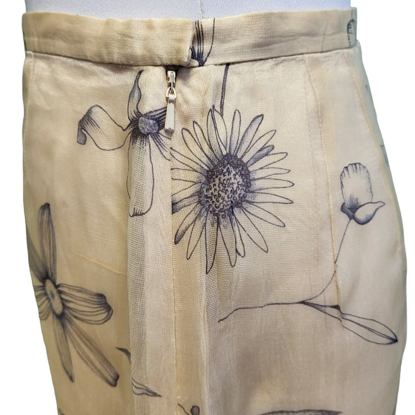 Episode Studio Beige Floral Silk Pencil Skirt Women's UK L 12 W26 G812