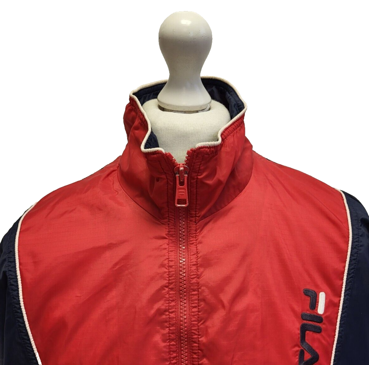 Fila Navy Blue Red Long Sleeve Sport Tracksuit Windbreaker Jacket Men's XL H182