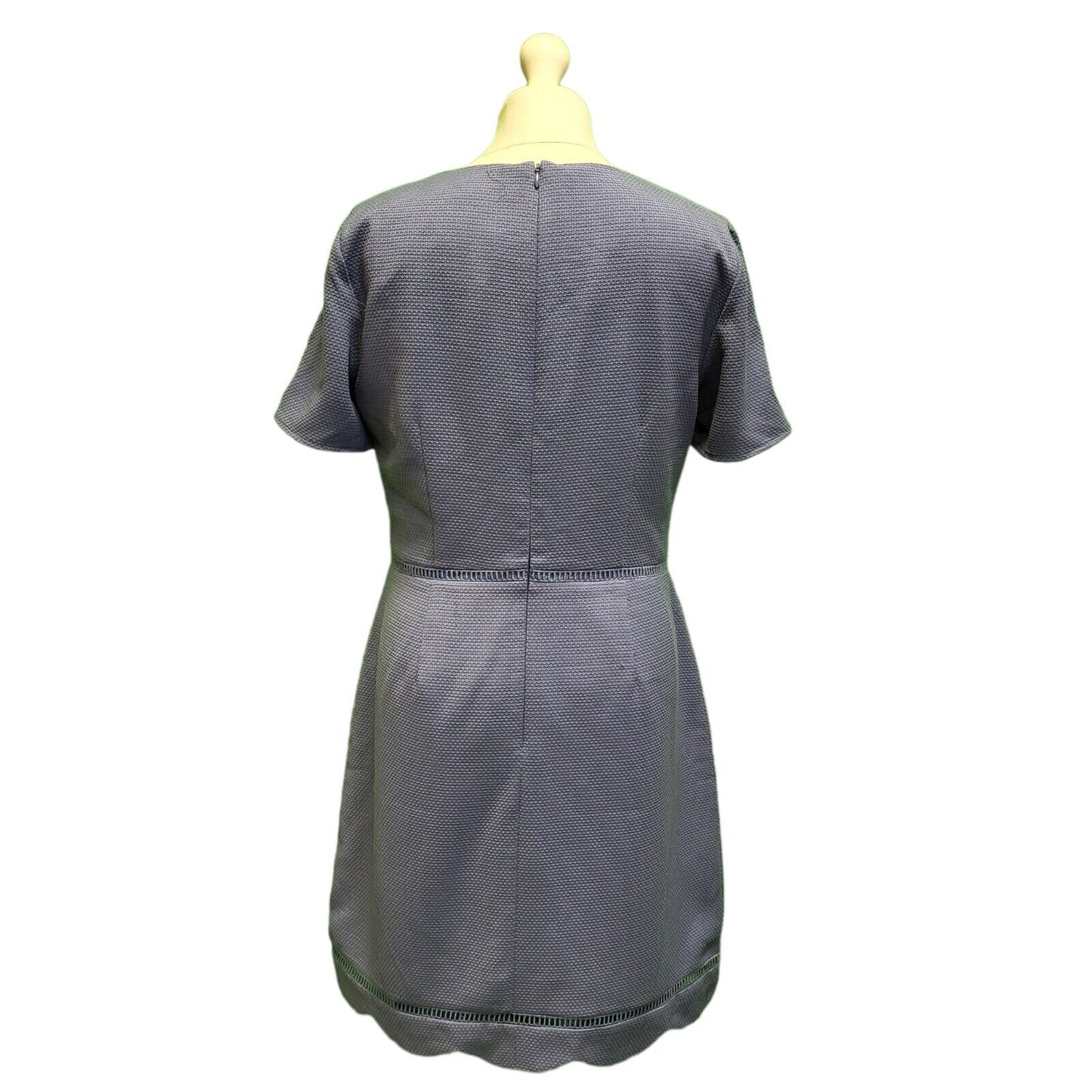 Oasis Blue Short Sleeve Mesh Pattern Summer Dress Uk Women's XL 14 BNWT H783