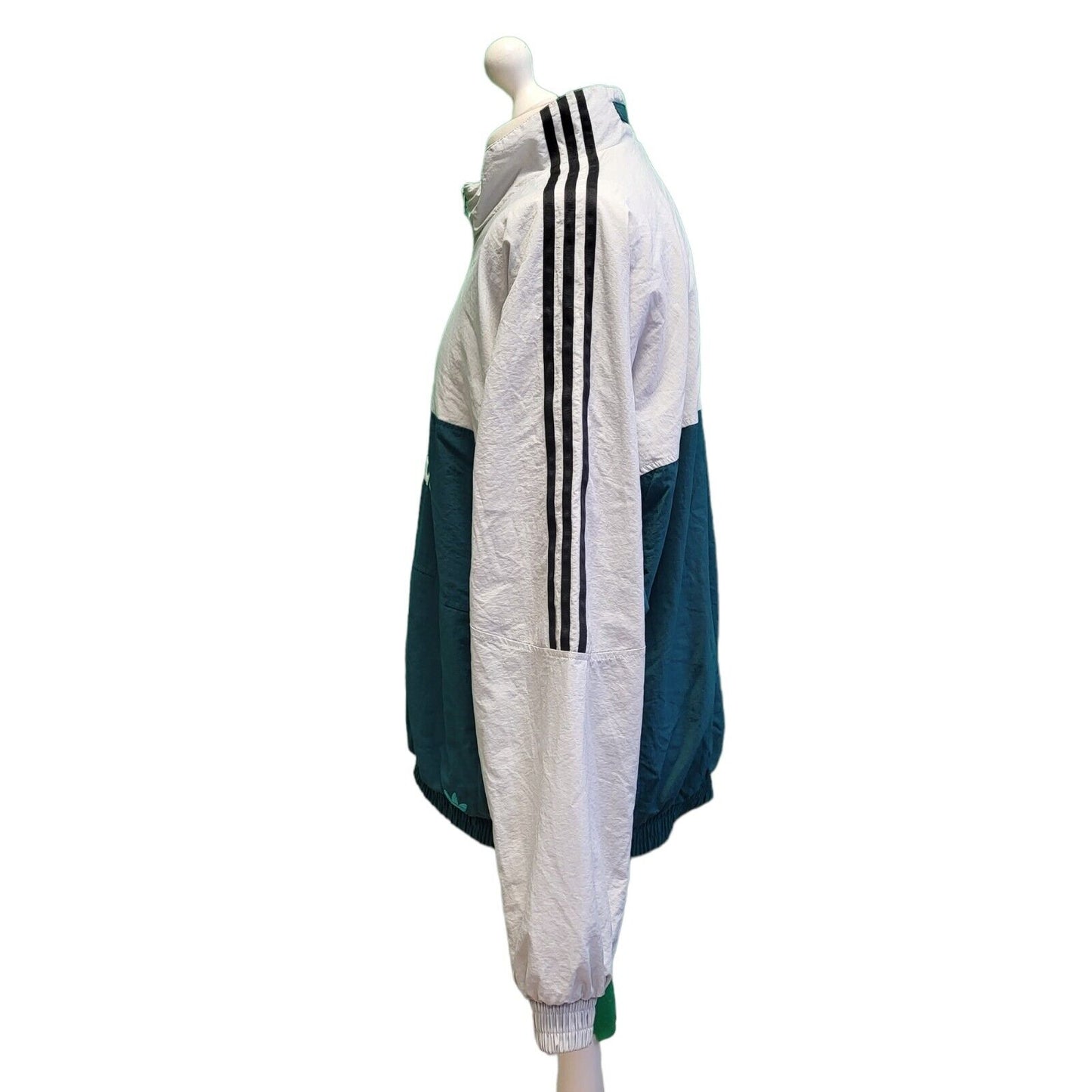 Adidas Green Grey 1/4 Zip Over-sized Sport Jacket Men's uk L eu 54 H269
