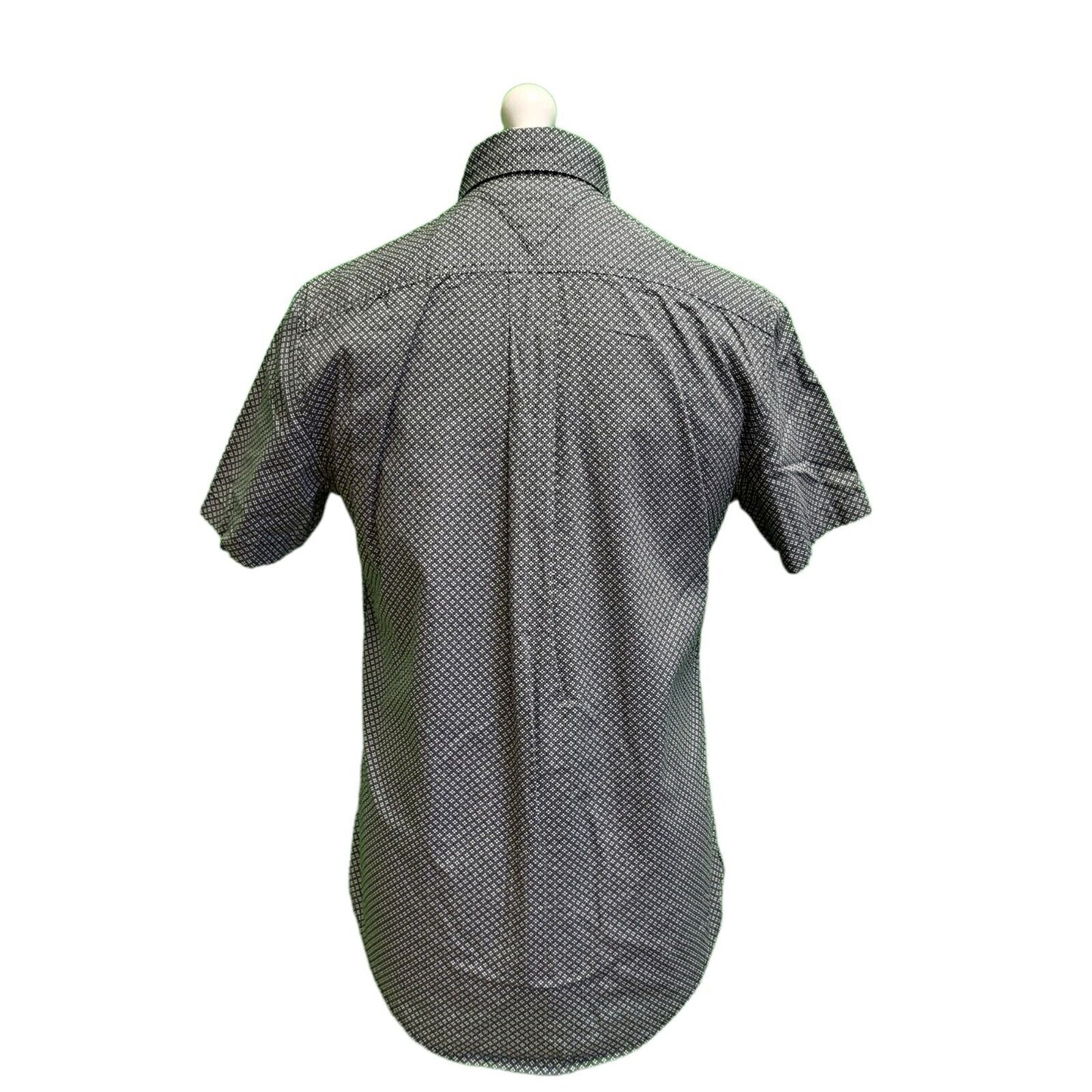 Tommy Hilfiger Black White Geometric S/Sleeve Shirt Men's UK S eu 46 H376
