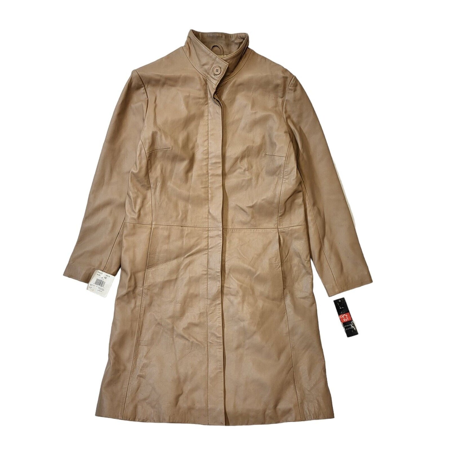 EL Leather Jacket Coat Beige Womens BNWT UK 12 EU 40 G352