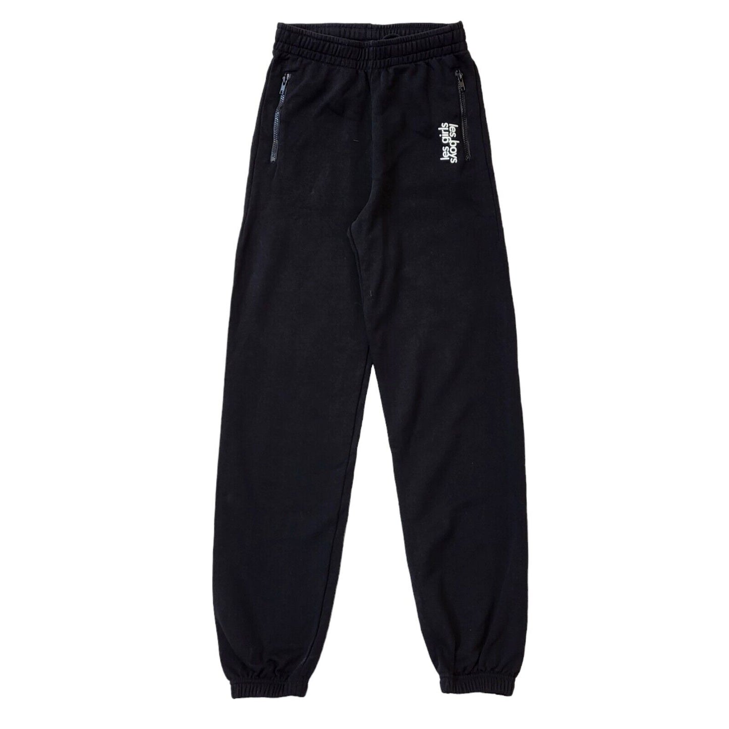 Les Girls Les Boys Black Tracksuit Bottoms Uk Kids Small W24 L31 G175