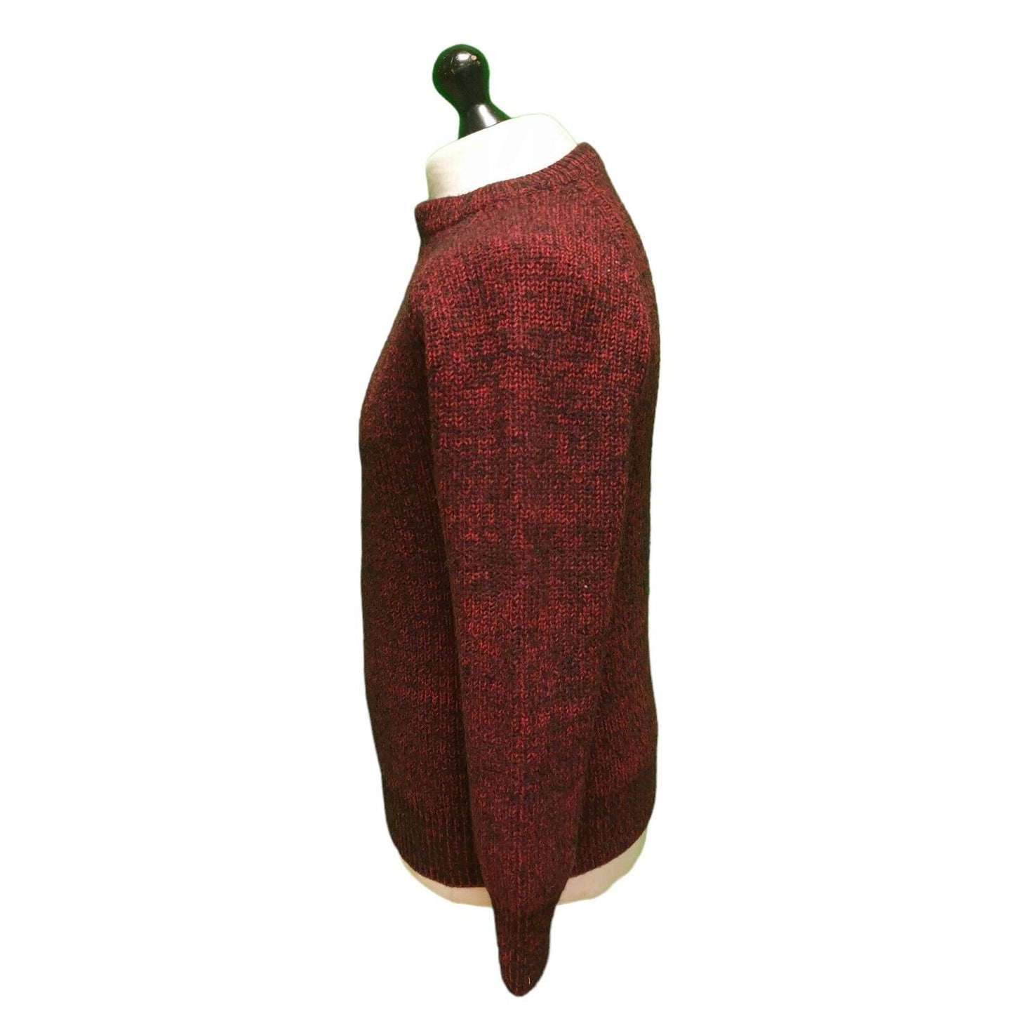 Vintage Burgundy L/Sleeve Knit Crew Neck Casual Jumper Men's UK XS H919