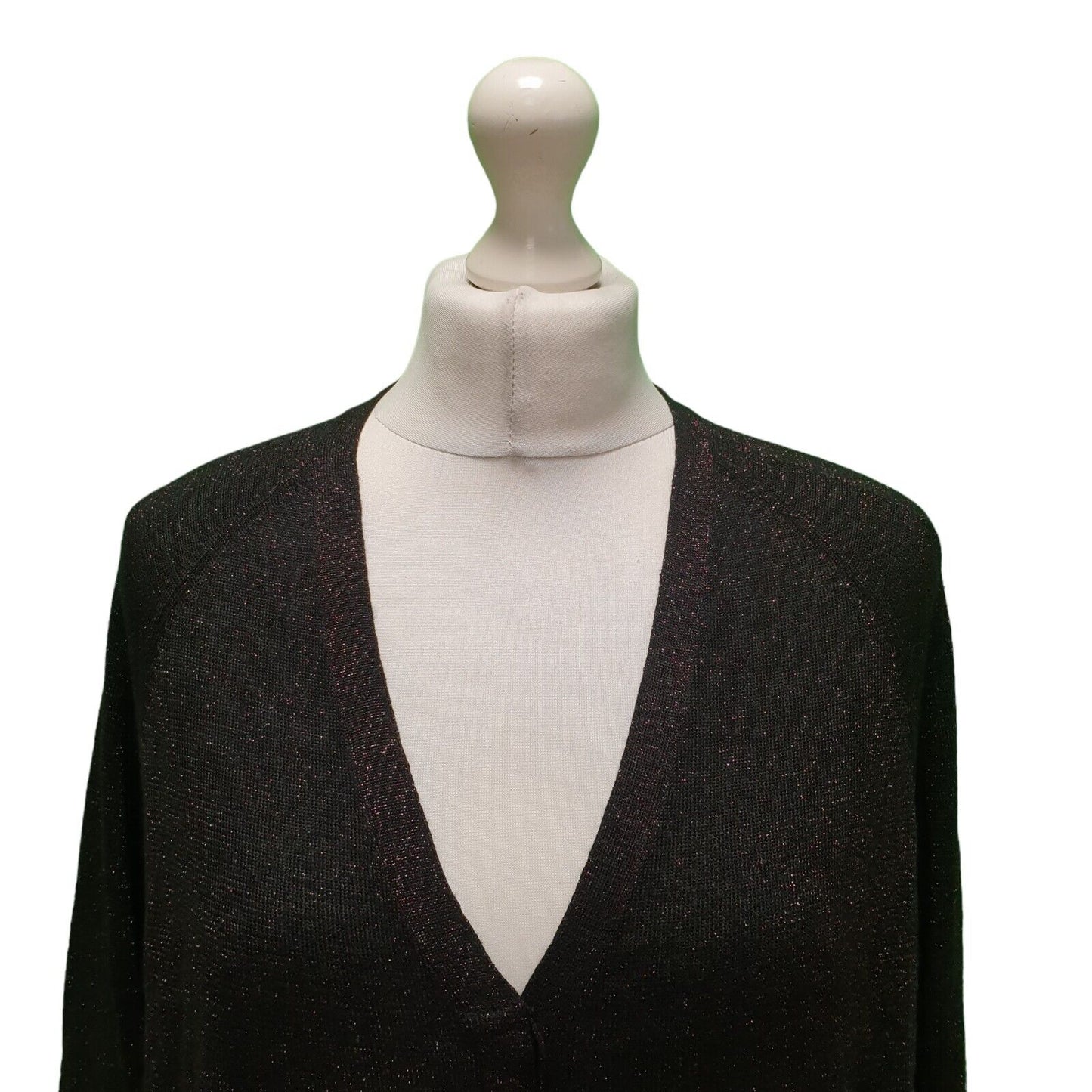Whistles Black Red Glitter Button Cardigan Women's UK S 8 EU 36 H931