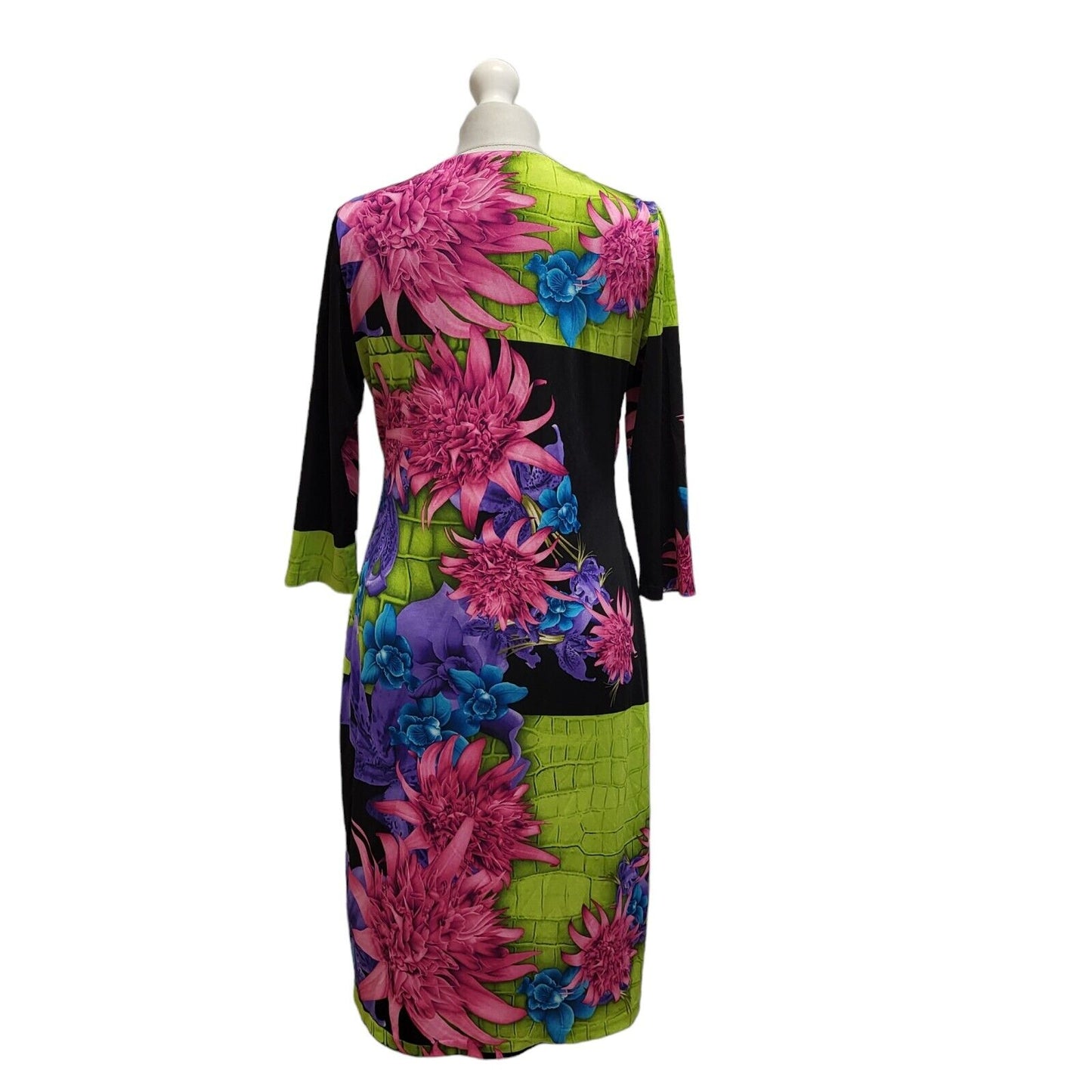 James Lakeland Black Green 1/2 Moon Neck Dress UK Women's L Bnwt BB355