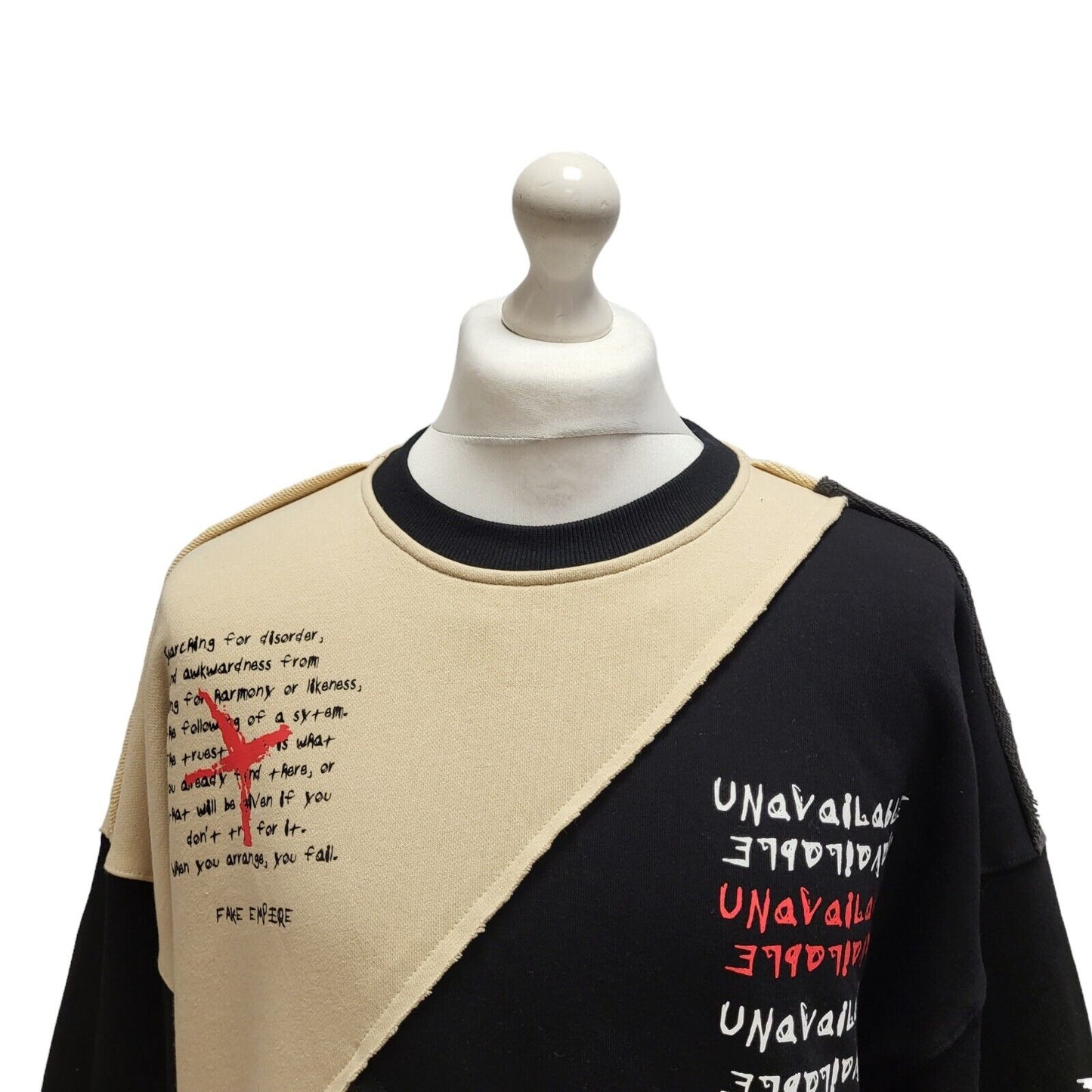 JK Attire Black Beige Crew Neck Casual Sweatshirt Uk Men's Medium BB287