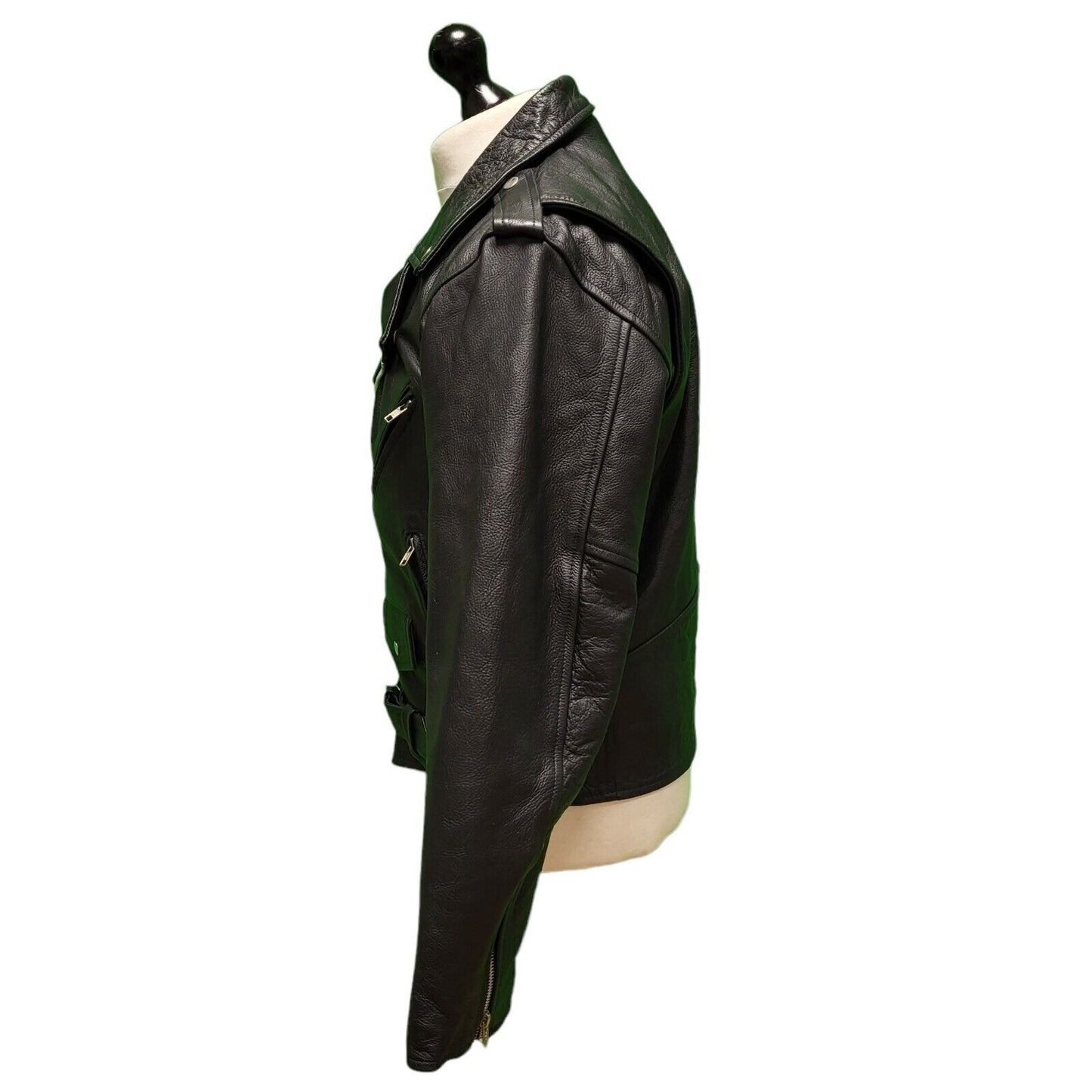 Warrior Soul Black Zipped Thick Leather Jacket Men's Uk S Eu 46 H386