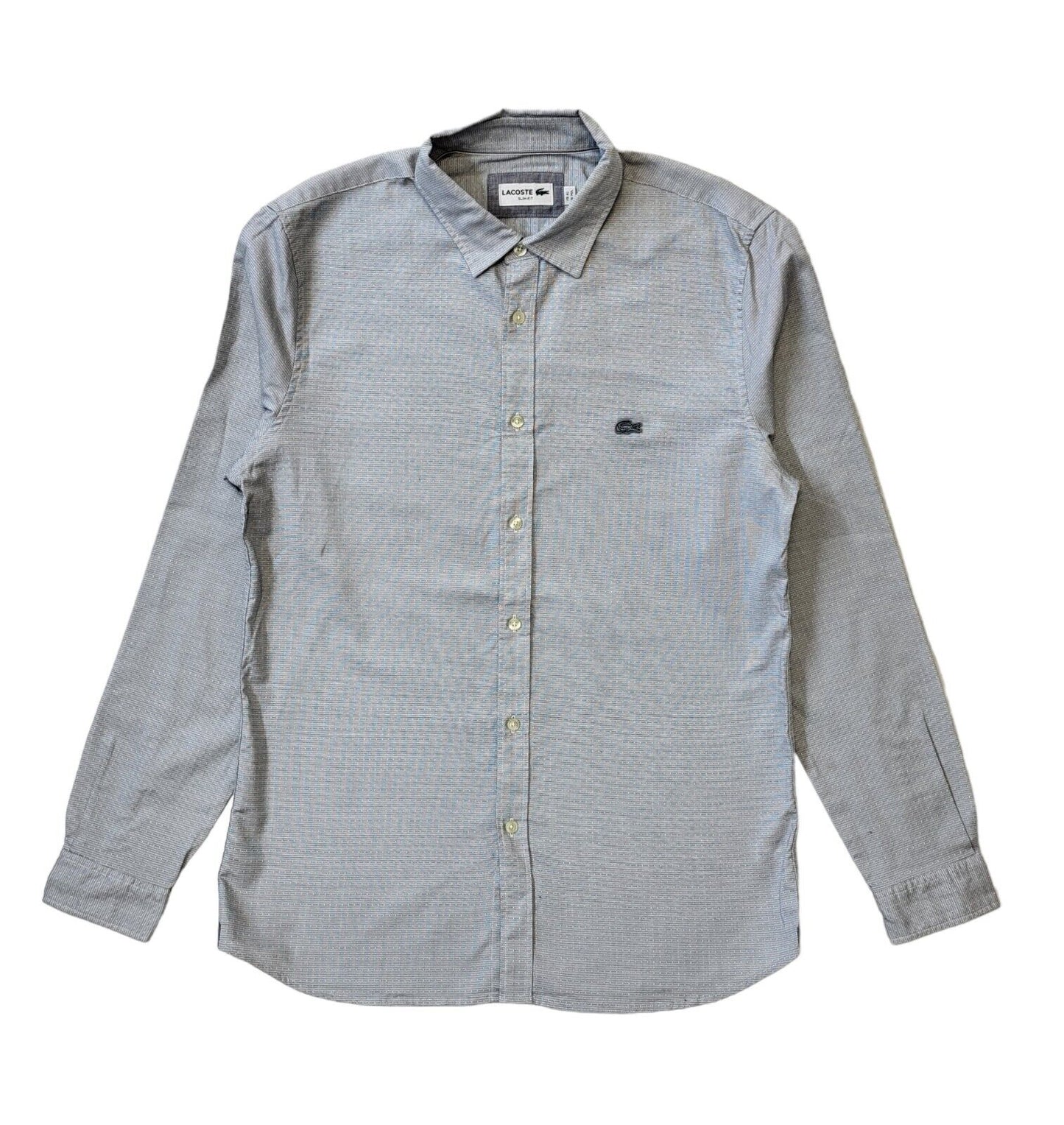 Lacoste Grey Slim Fit Long Sleeve Shirt Uk Men's M Eu 50 G289