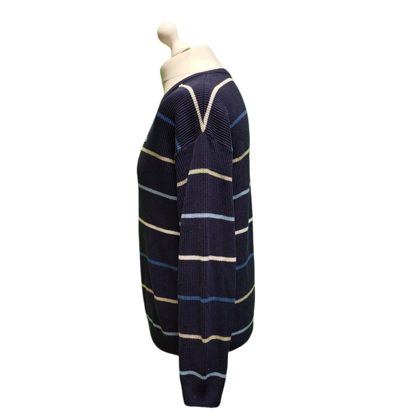 Vintage Lacoste Blue Striped Long Sleeve Jumper Men's uk Medium H682
