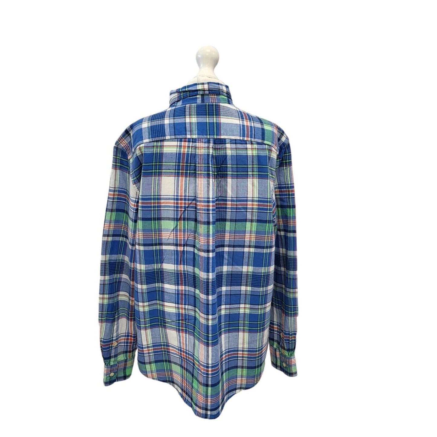 Polo Ralph Lauren Blue White Check Long Sleeve Shirt Uk Women's Large G598