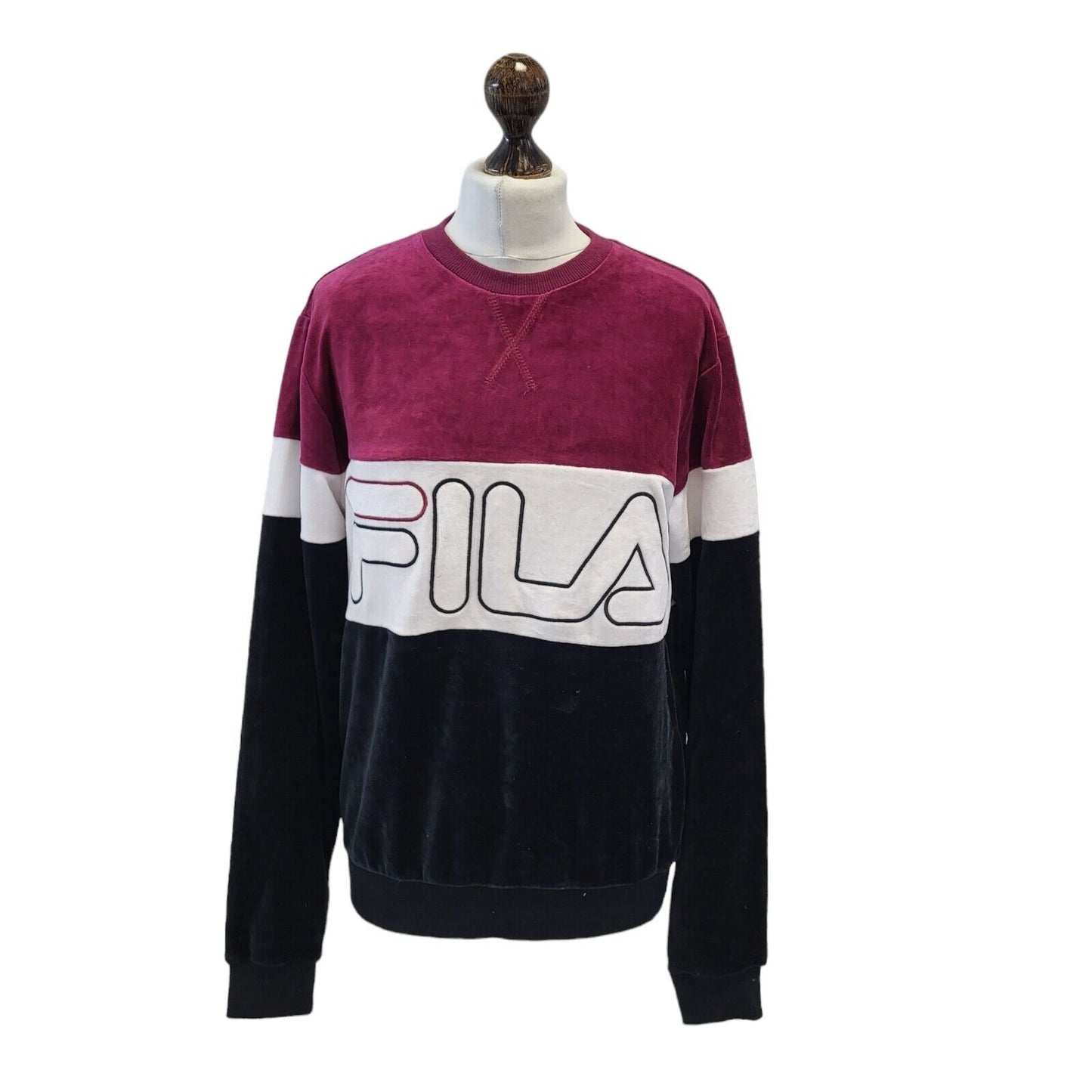 Fila Black Pink White Retro Spell Out Sweatshirt Women's Uk S / 10 H89