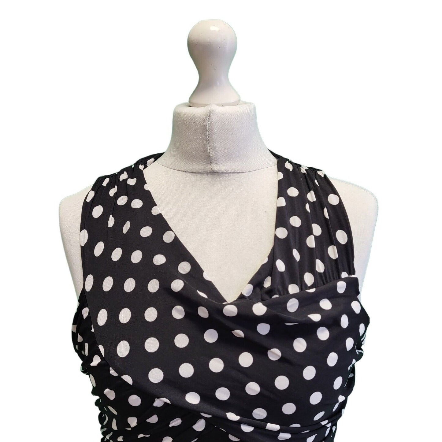 Guess Black White Polka Dot Off Shoulder Bodycon Dress Women's BNWT UK M G818