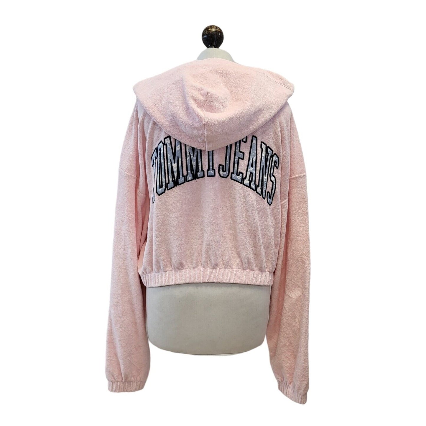 Tommy Hilfiger Light Pink Cropped Zipped Hoodie Uk Women's XL Eu 42 G242